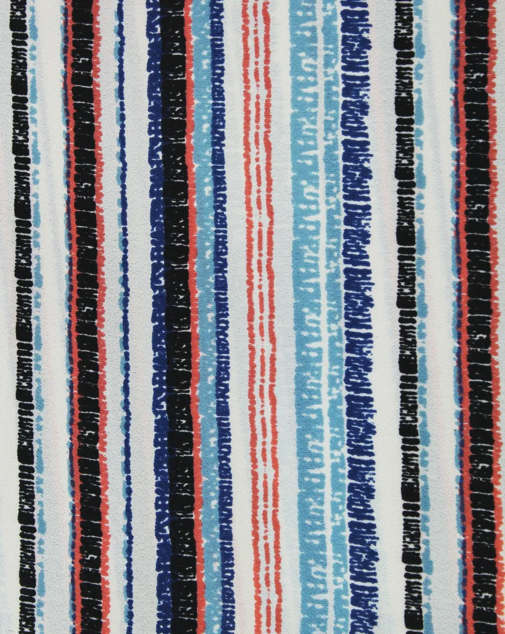 Multicolor Stripes Bubble Crepe Fabric with Cream Print