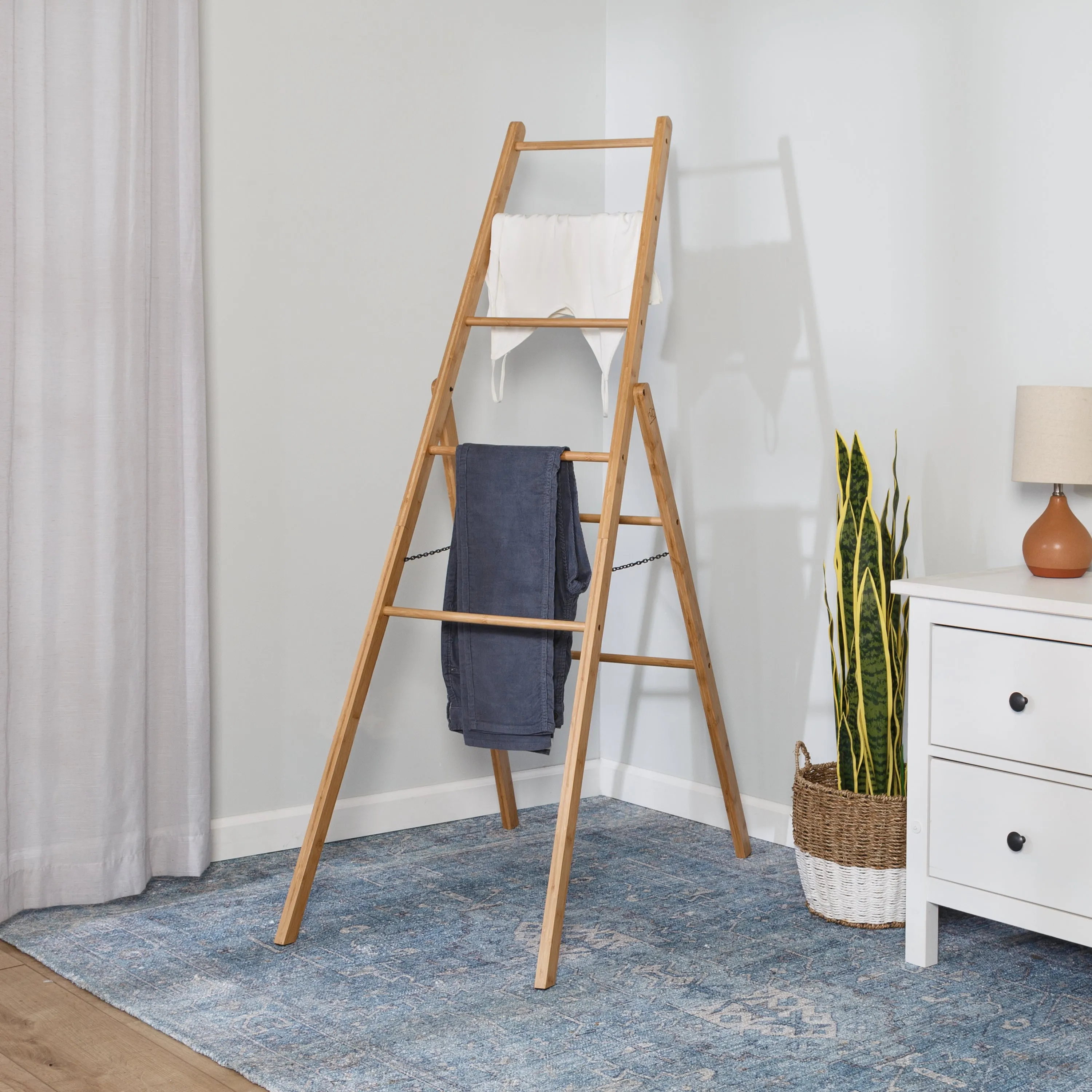 Bamboo Folding Ladder Stand