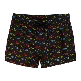 Neon Shark Swim Trunks