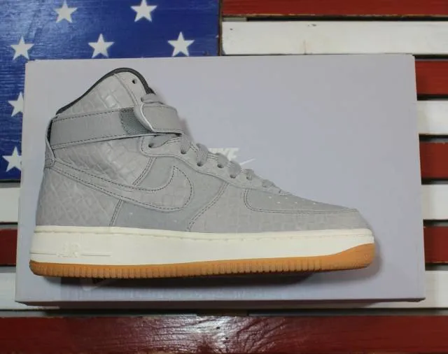 Nike Air Force 1 High Premium Croc Skin Shoes Wolf Grey [654440-008] for Women