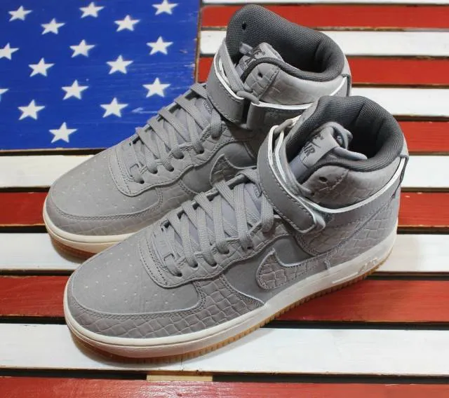 Nike Air Force 1 High Premium Croc Skin Shoes Wolf Grey [654440-008] for Women