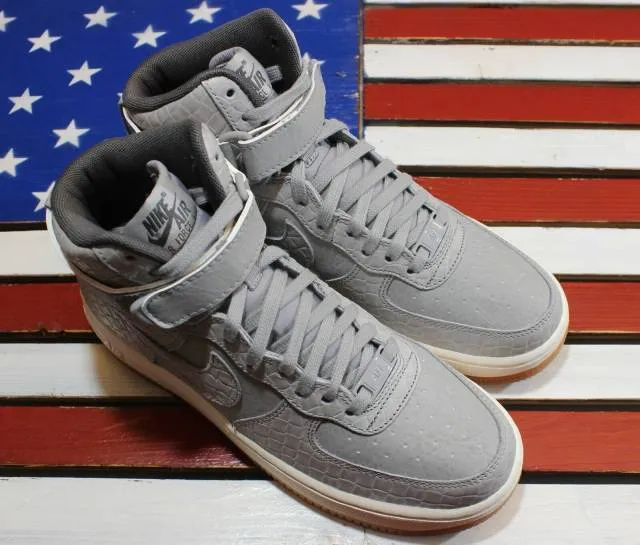 Nike Air Force 1 High Premium Croc Skin Shoes Wolf Grey [654440-008] for Women