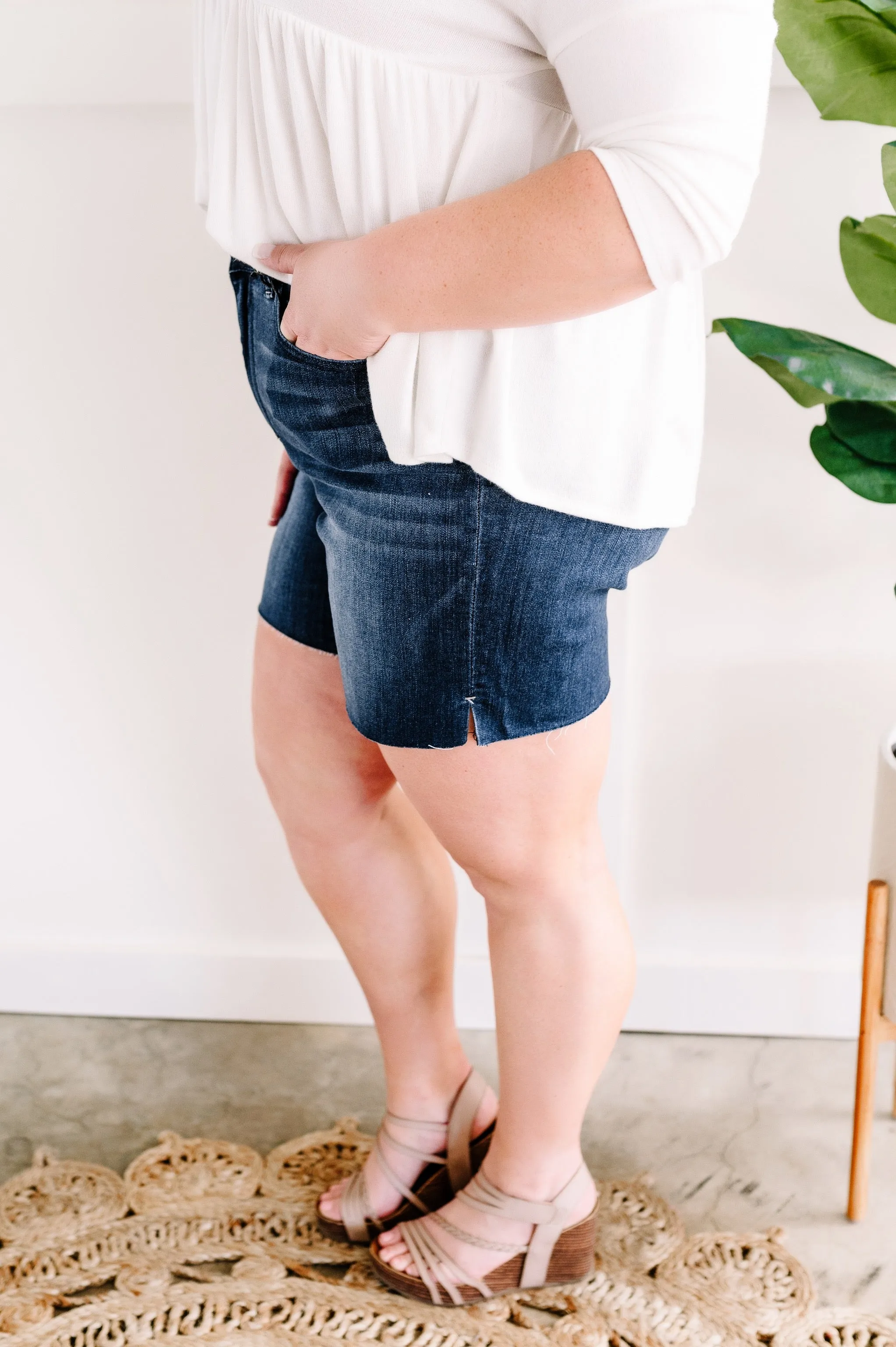 Distressed Cut-Off Shorts by Judy Blue with Side Slit