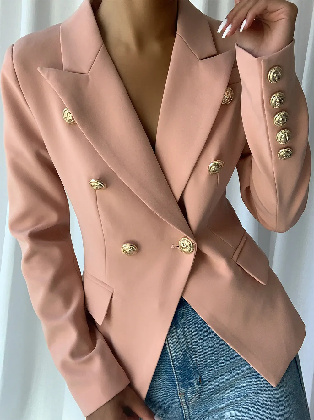 Nude Double Breasted Jacket - Shop Now