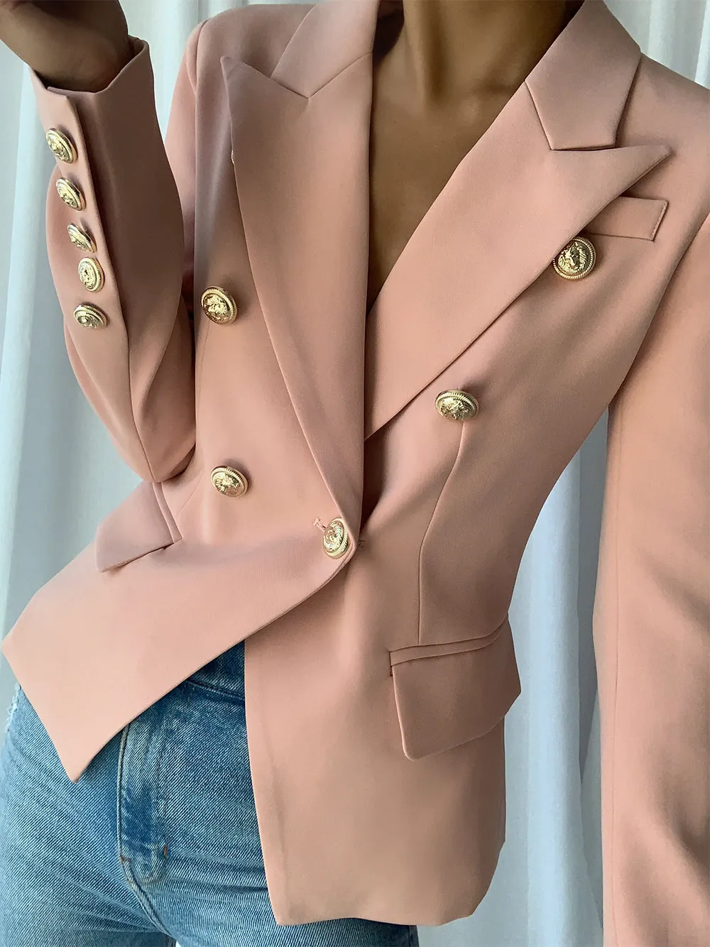 Nude Double Breasted Jacket - Shop Now