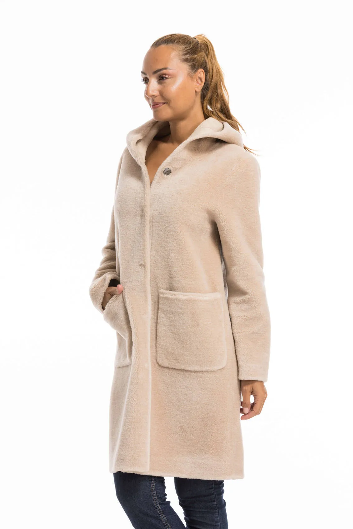 Oakwood women's wool coat in coffee color - Style 63747