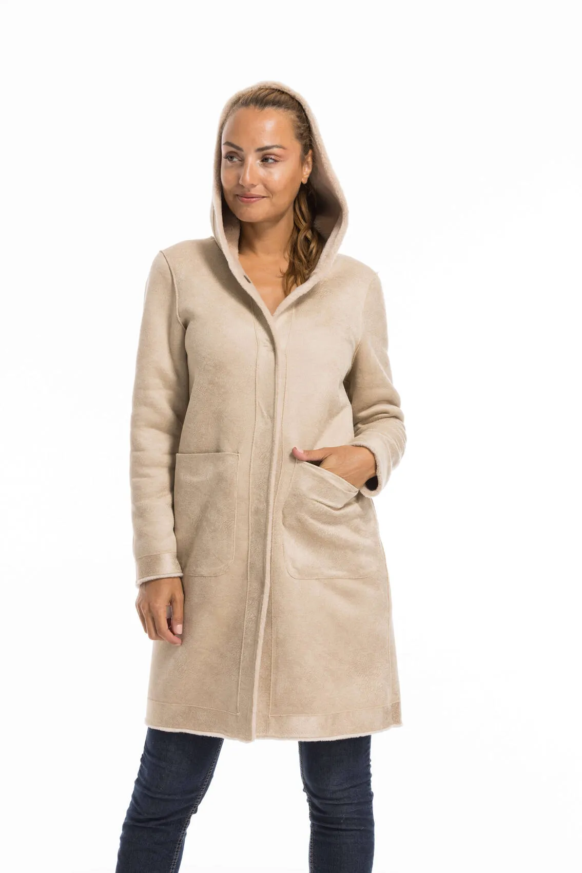 Oakwood women's wool coat in coffee color - Style 63747