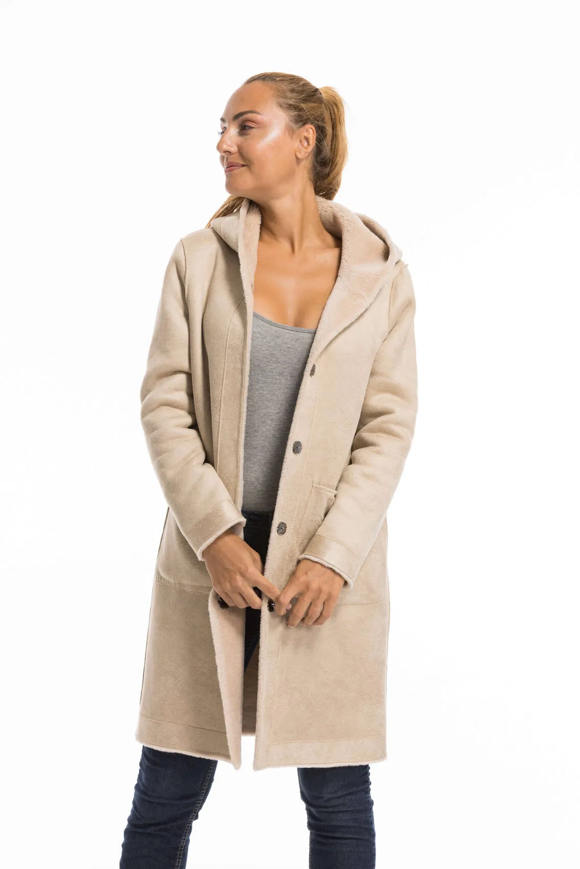 Oakwood women's wool coat in coffee color - Style 63747