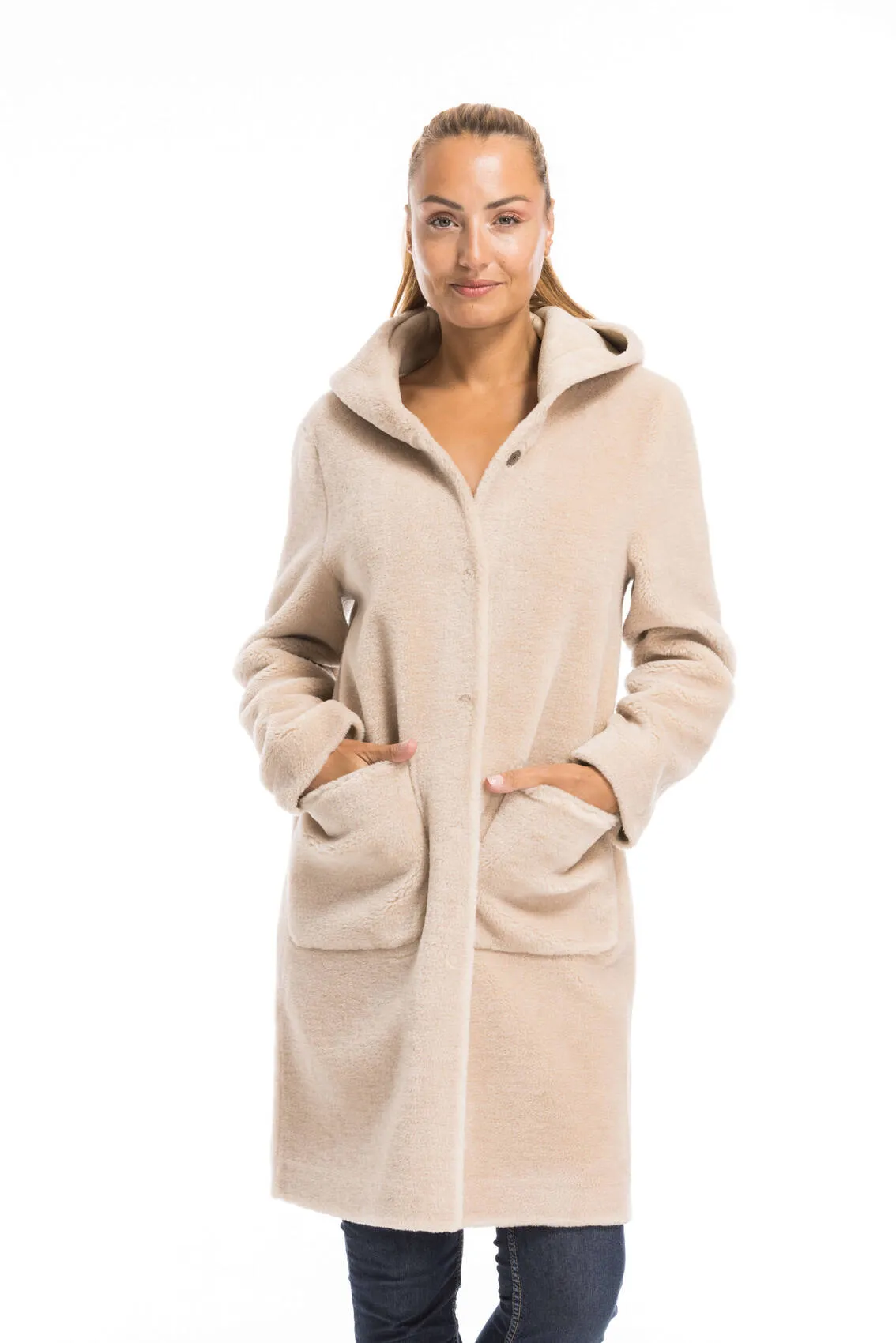 Oakwood women's wool coat in coffee color - Style 63747