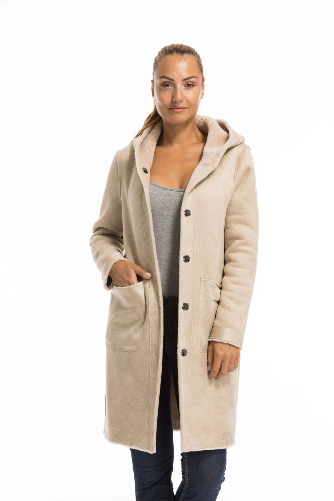 Oakwood women's wool coat in coffee color - Style 63747