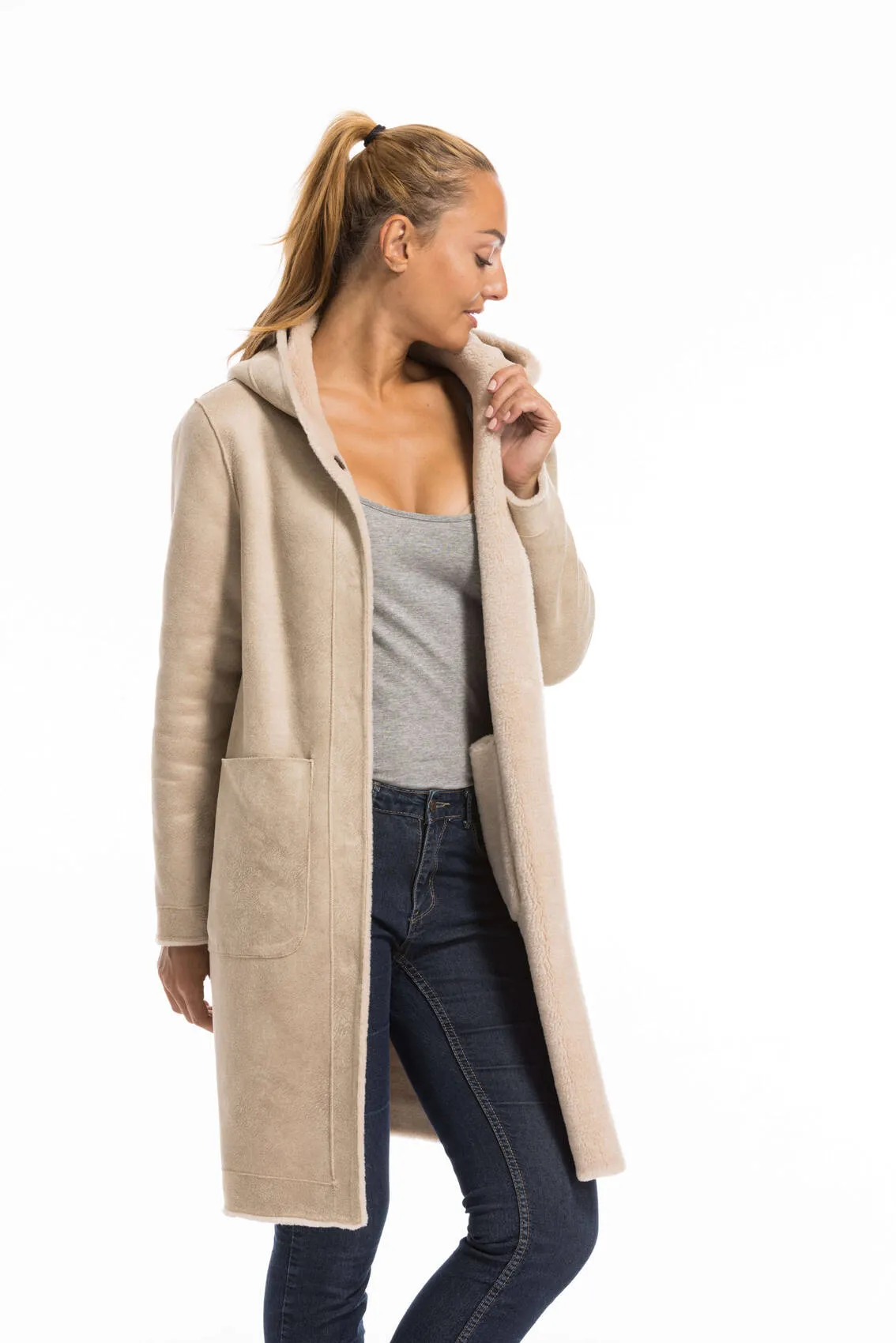 Oakwood women's wool coat in coffee color - Style 63747