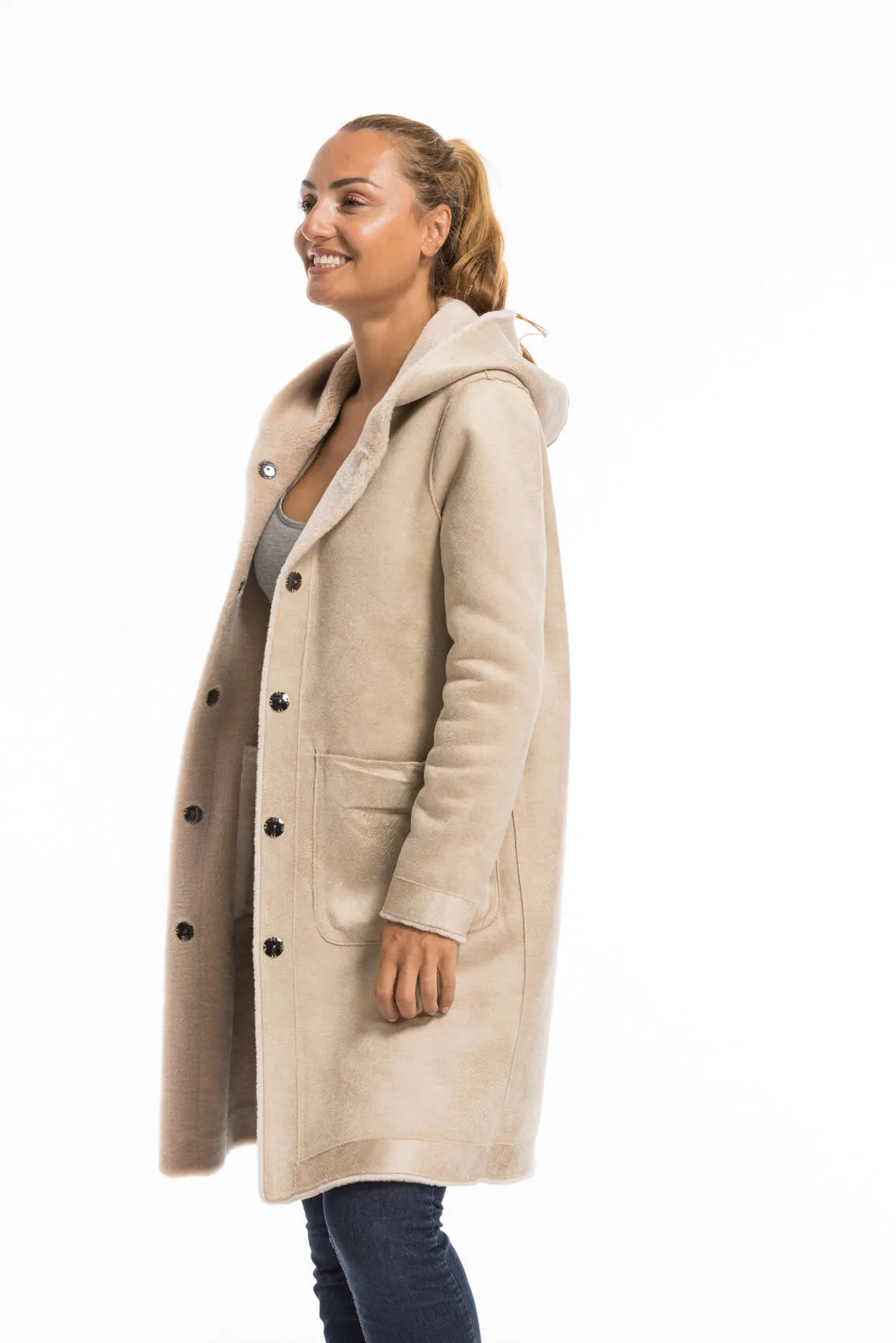 Oakwood women's wool coat in coffee color - Style 63747