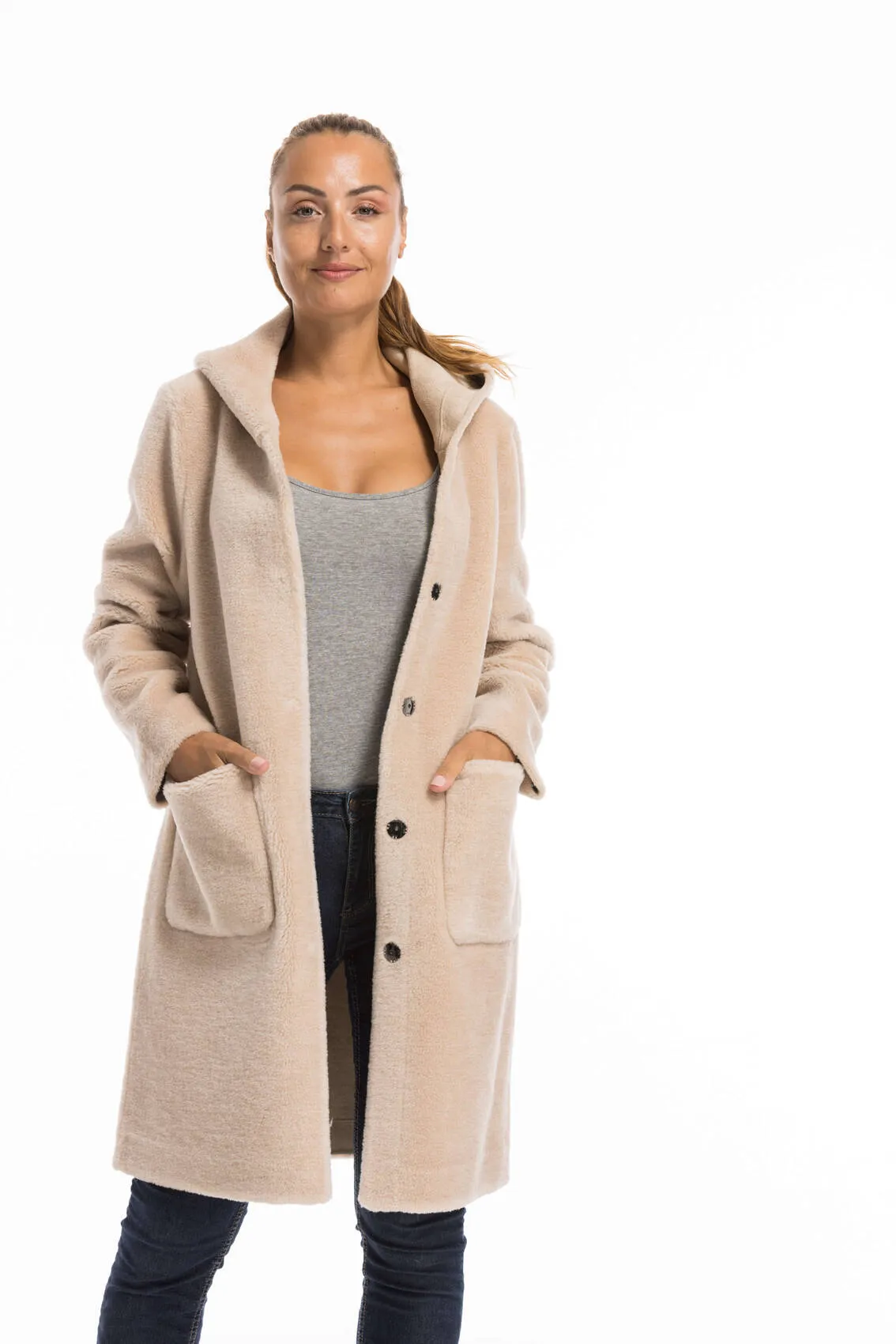 Oakwood women's wool coat in coffee color - Style 63747