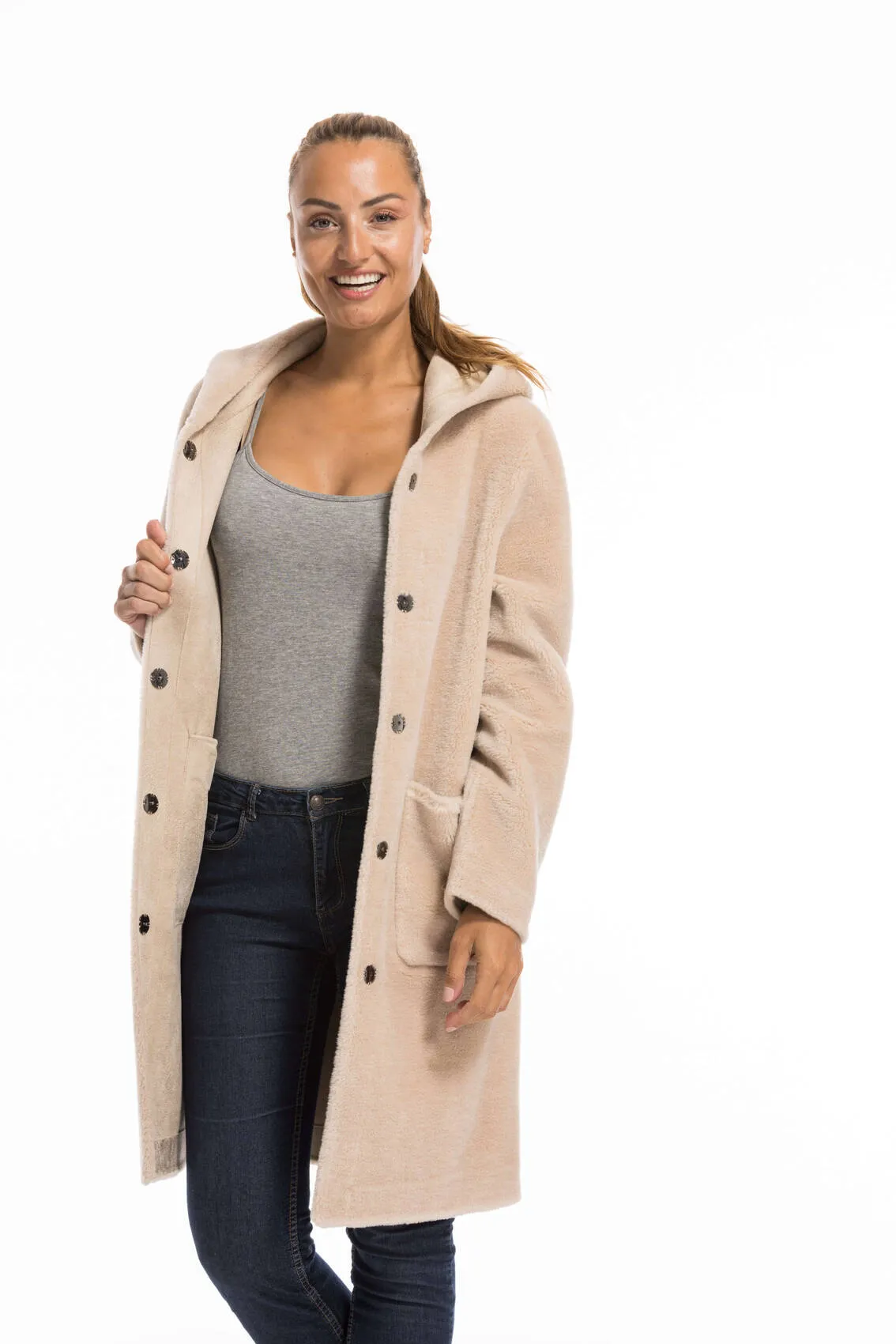 Oakwood women's wool coat in coffee color - Style 63747