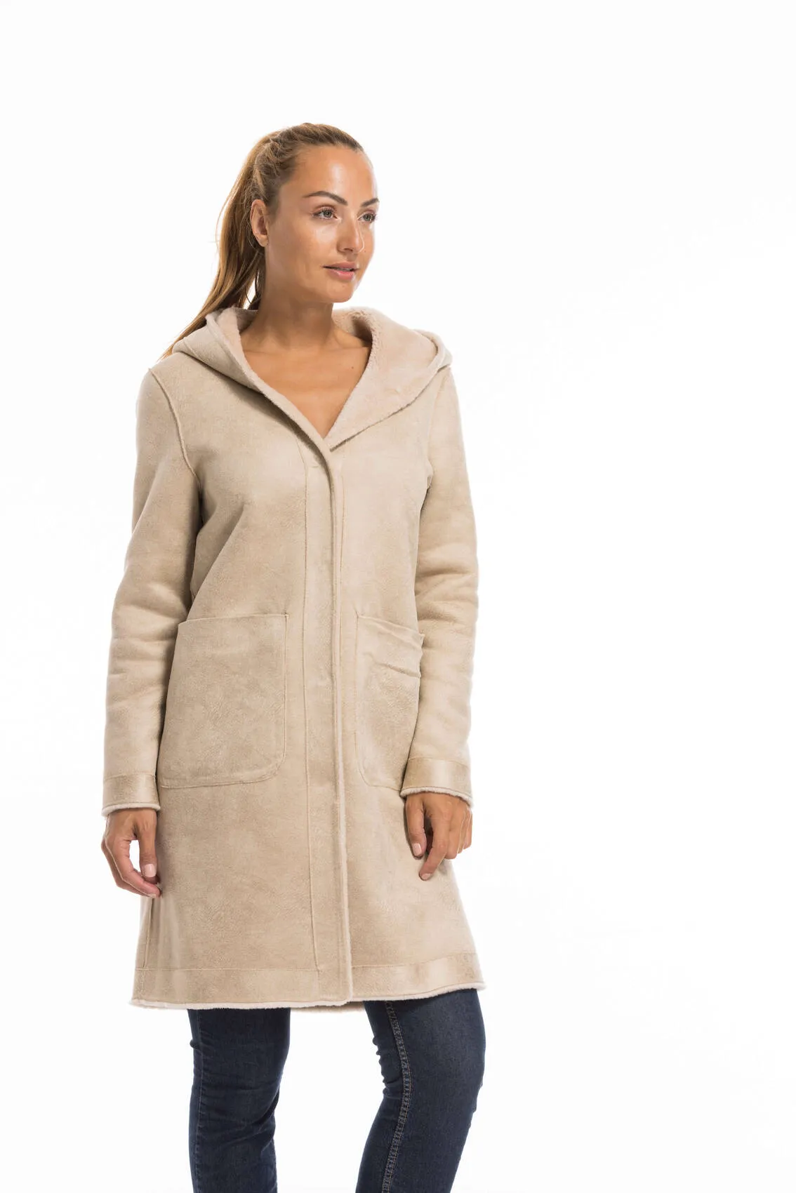 Oakwood women's wool coat in coffee color - Style 63747