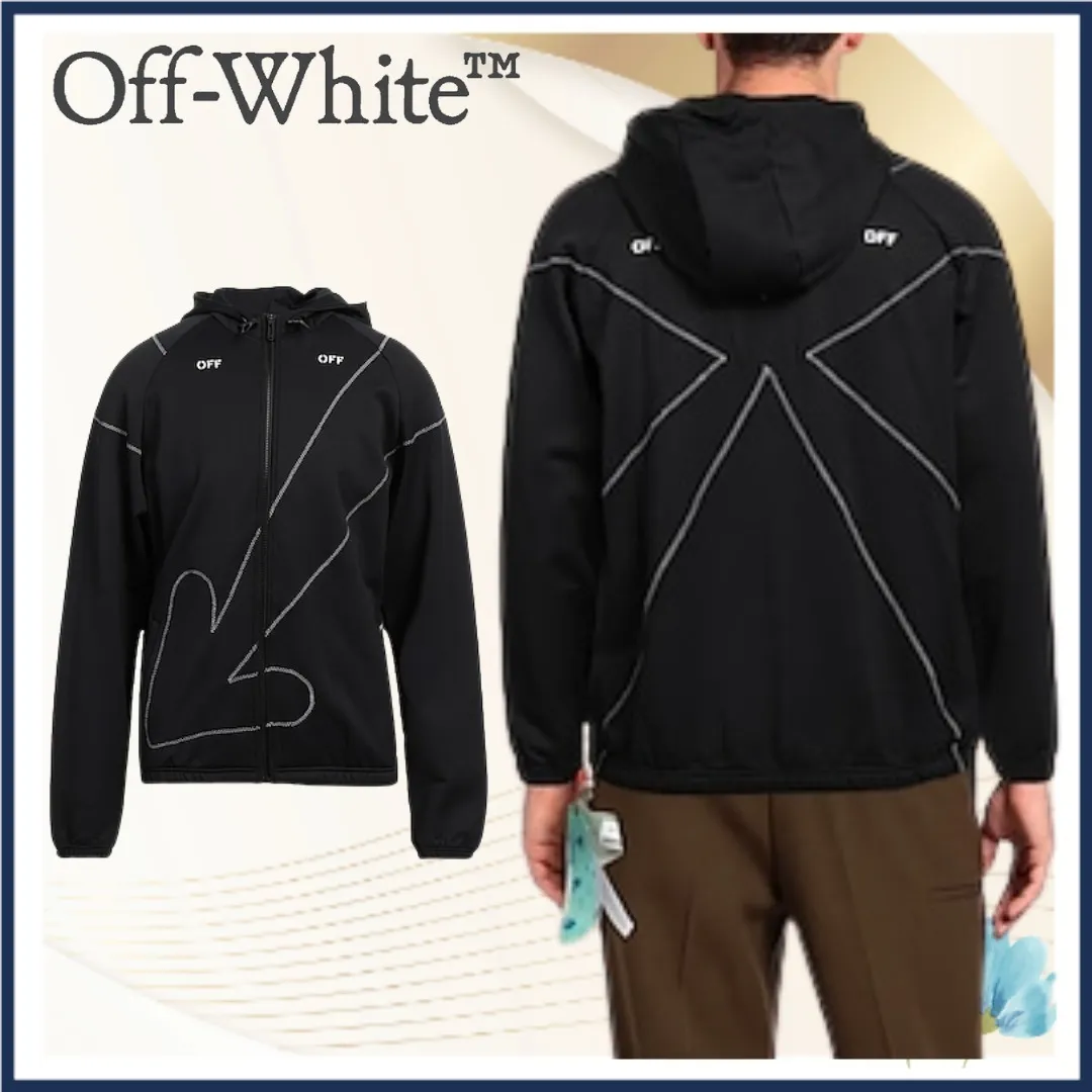 Off-White  |Sweat Street Style Long Sleeves Plain Logo Hoodies