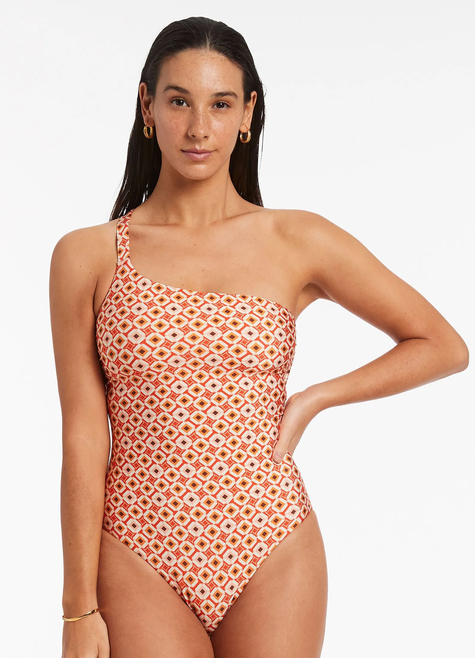 One Shoulder One Piece Swimsuit - Fiamma