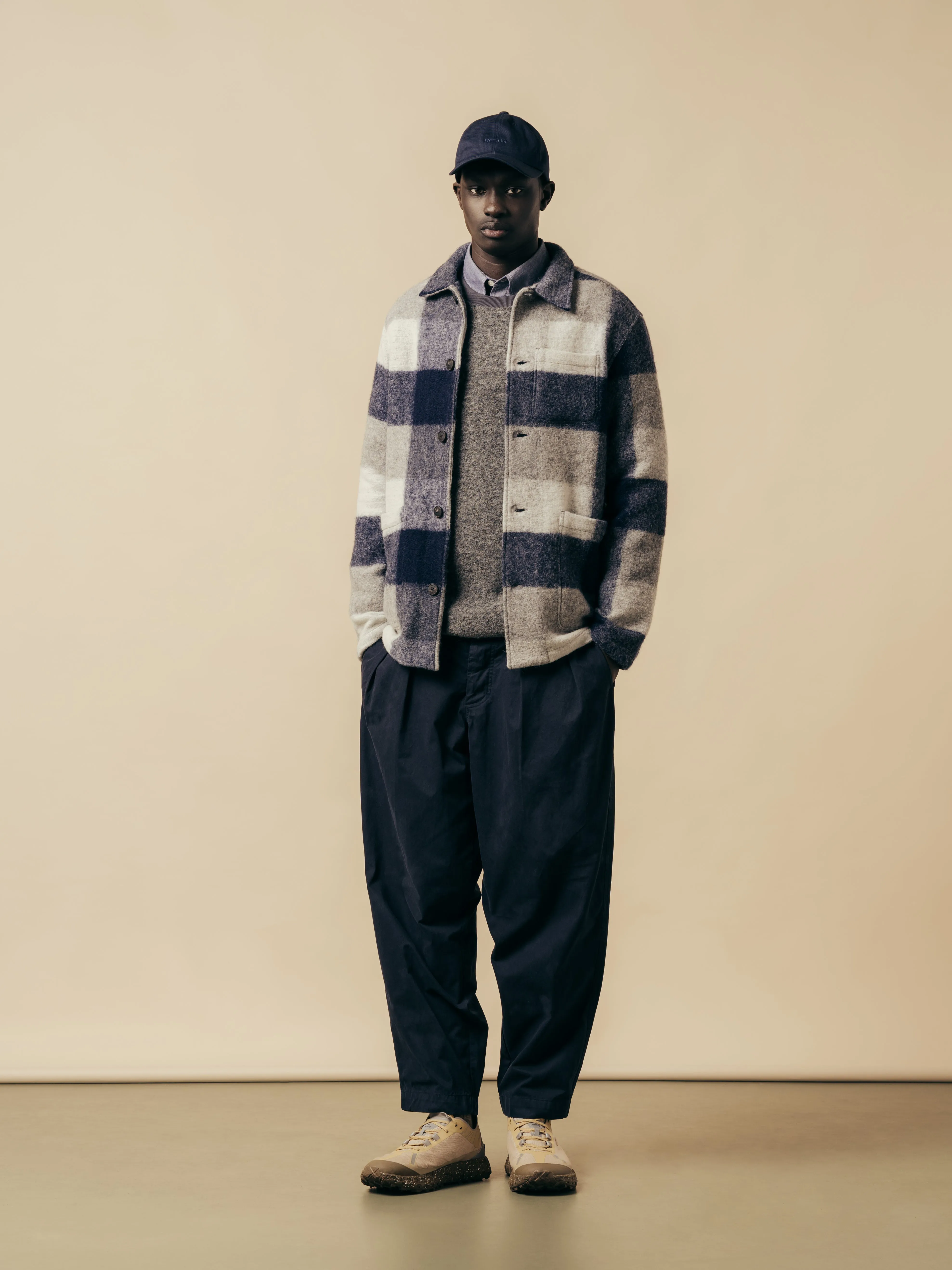 Navy Check Wool Blend Ormiston Jacket