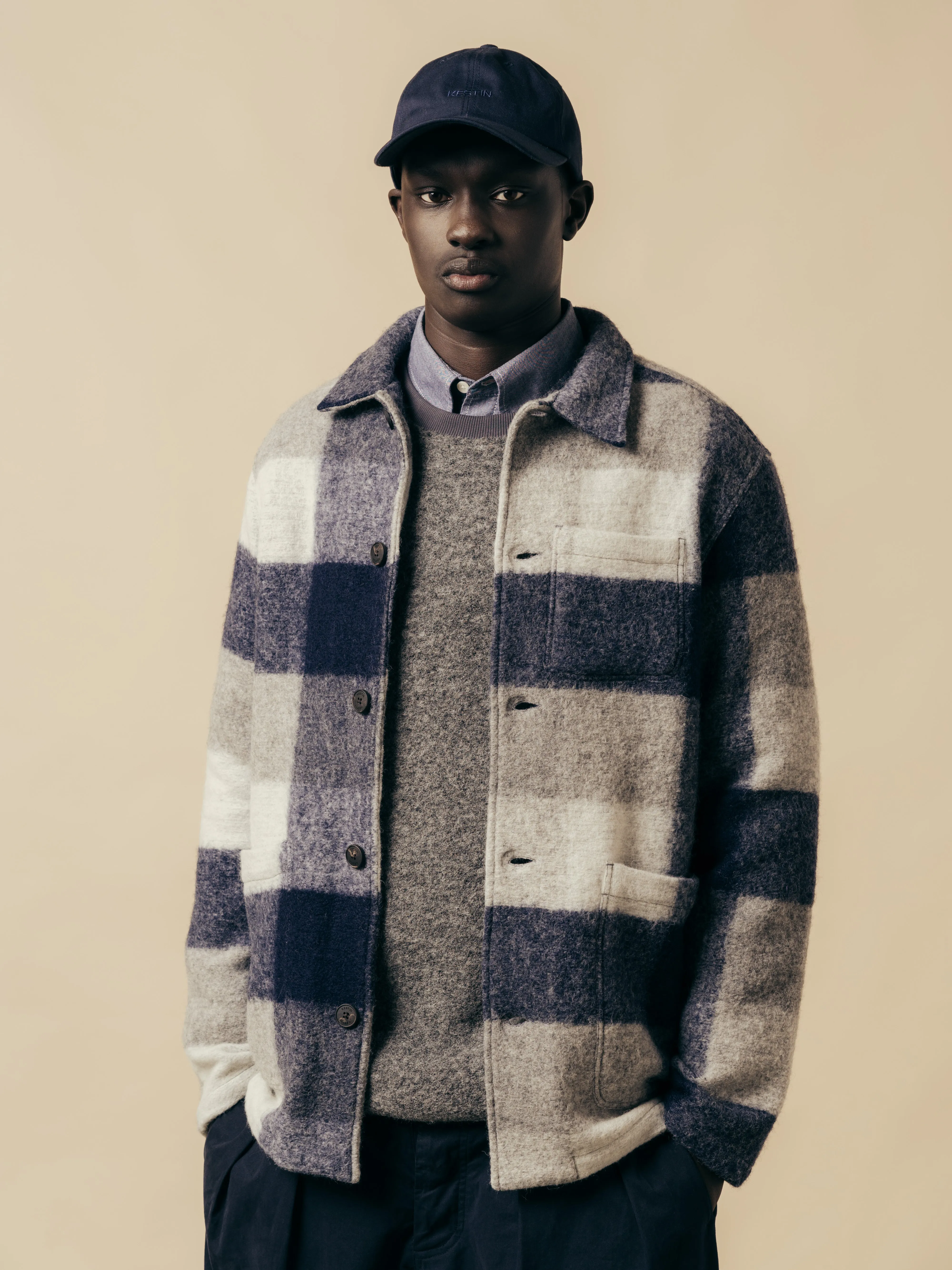 Navy Check Wool Blend Ormiston Jacket