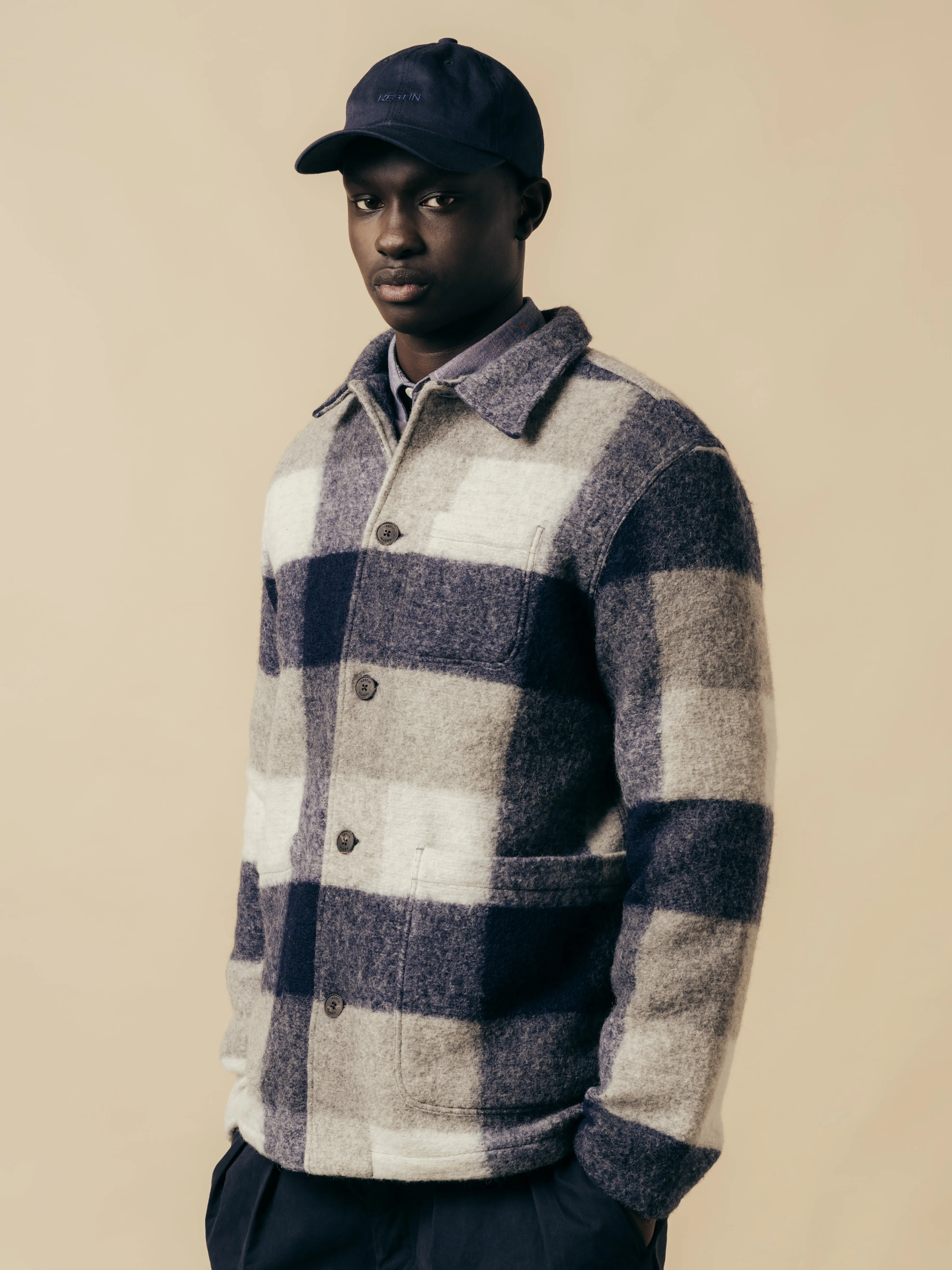 Navy Check Wool Blend Ormiston Jacket