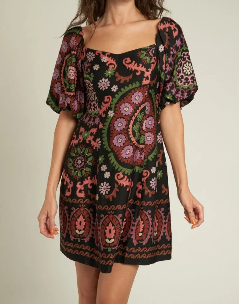 Floral Puff Sleeve Dress - Ornate Style