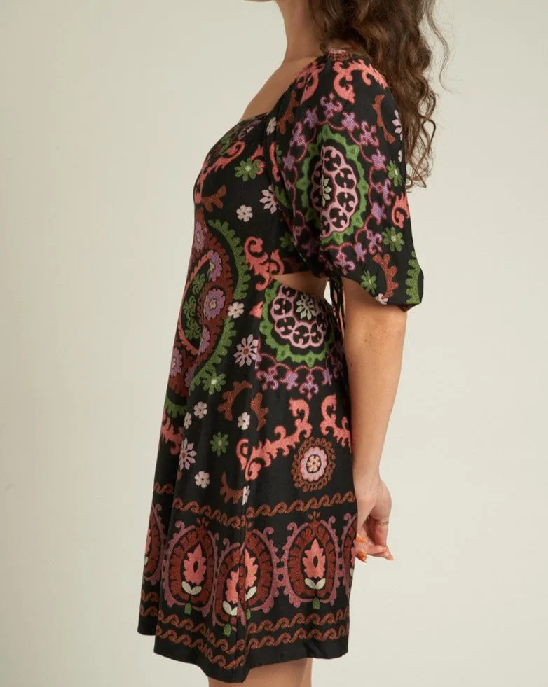 Floral Puff Sleeve Dress - Ornate Style