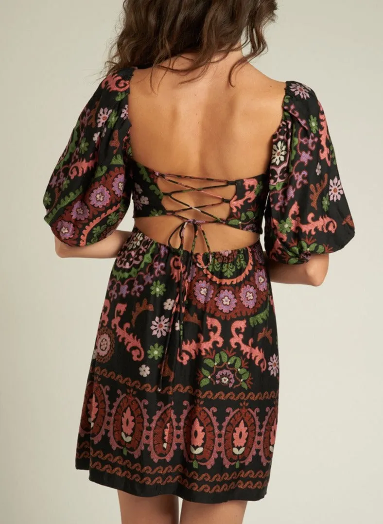 Floral Puff Sleeve Dress - Ornate Style