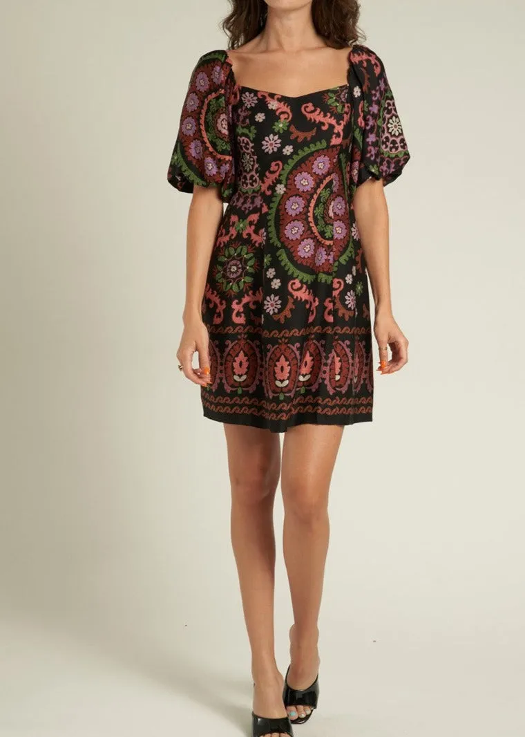 Floral Puff Sleeve Dress - Ornate Style