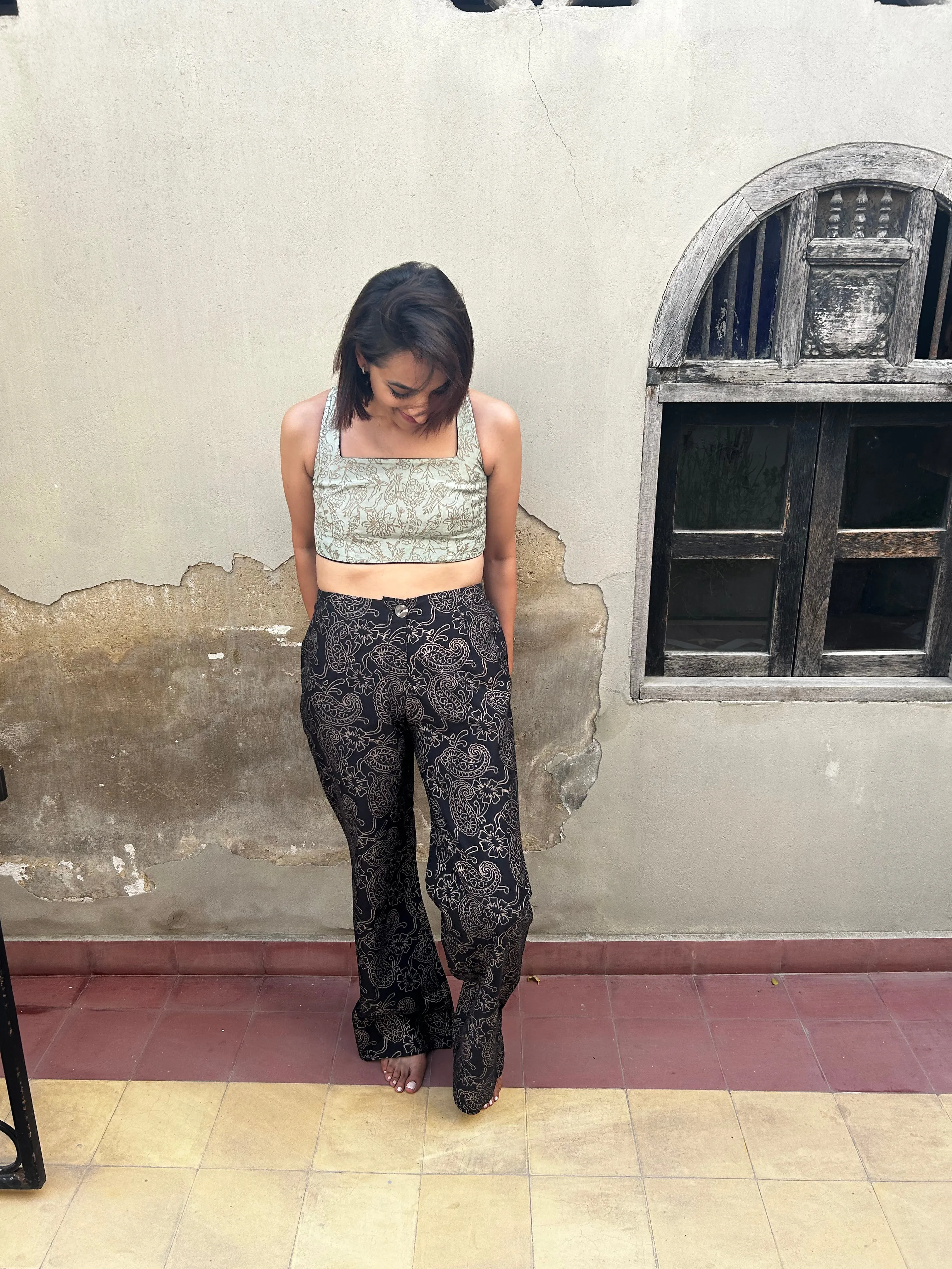 Paisley Printed Black Pants