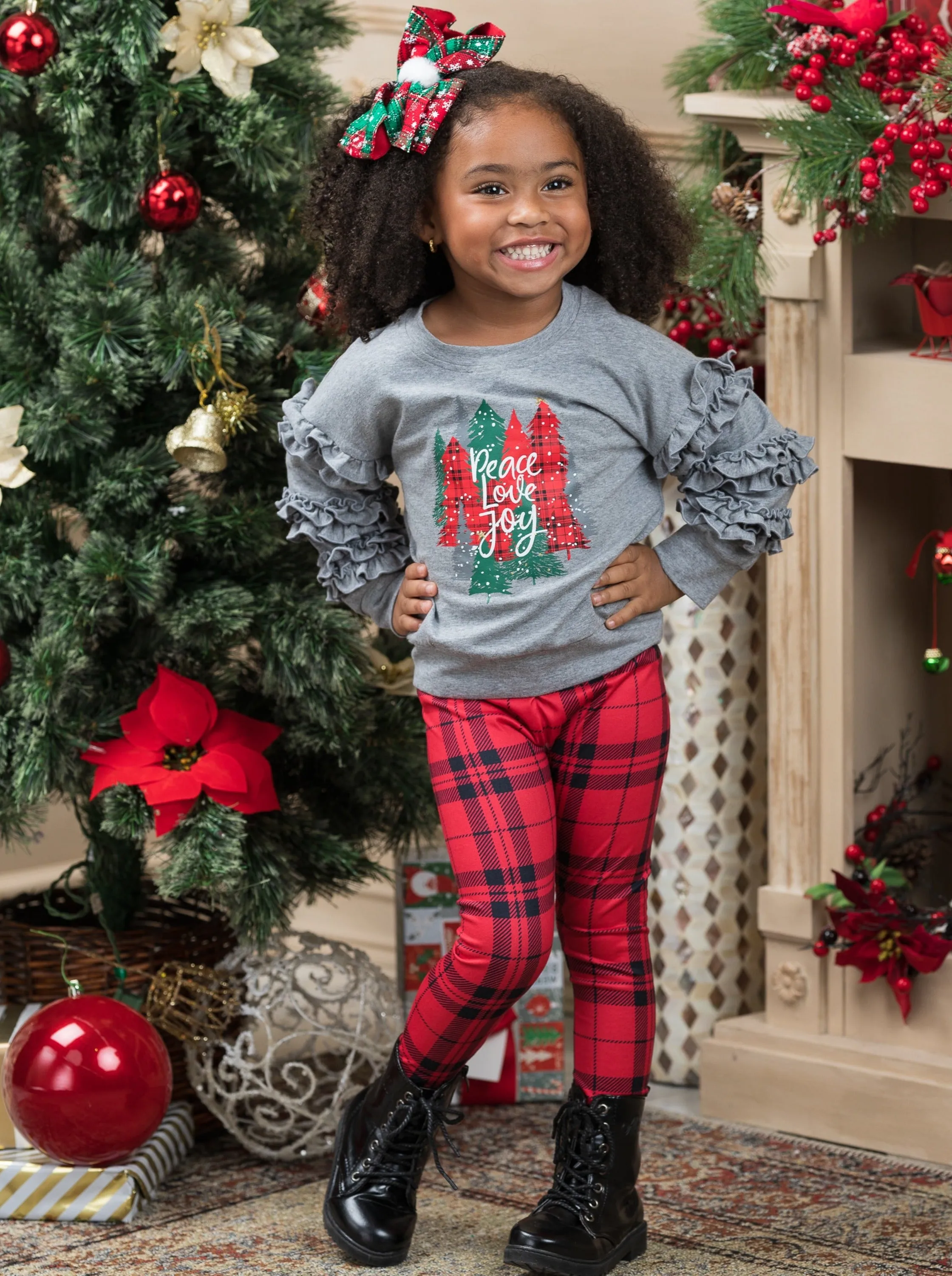 Plaid Legging Set for Peace Love Joy