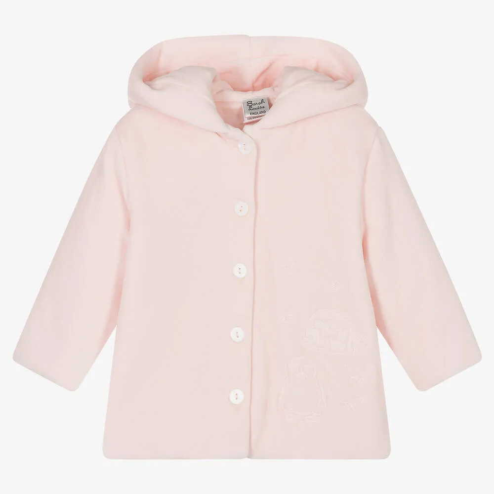 Pink Velour Pram Coat for Baby Girls.