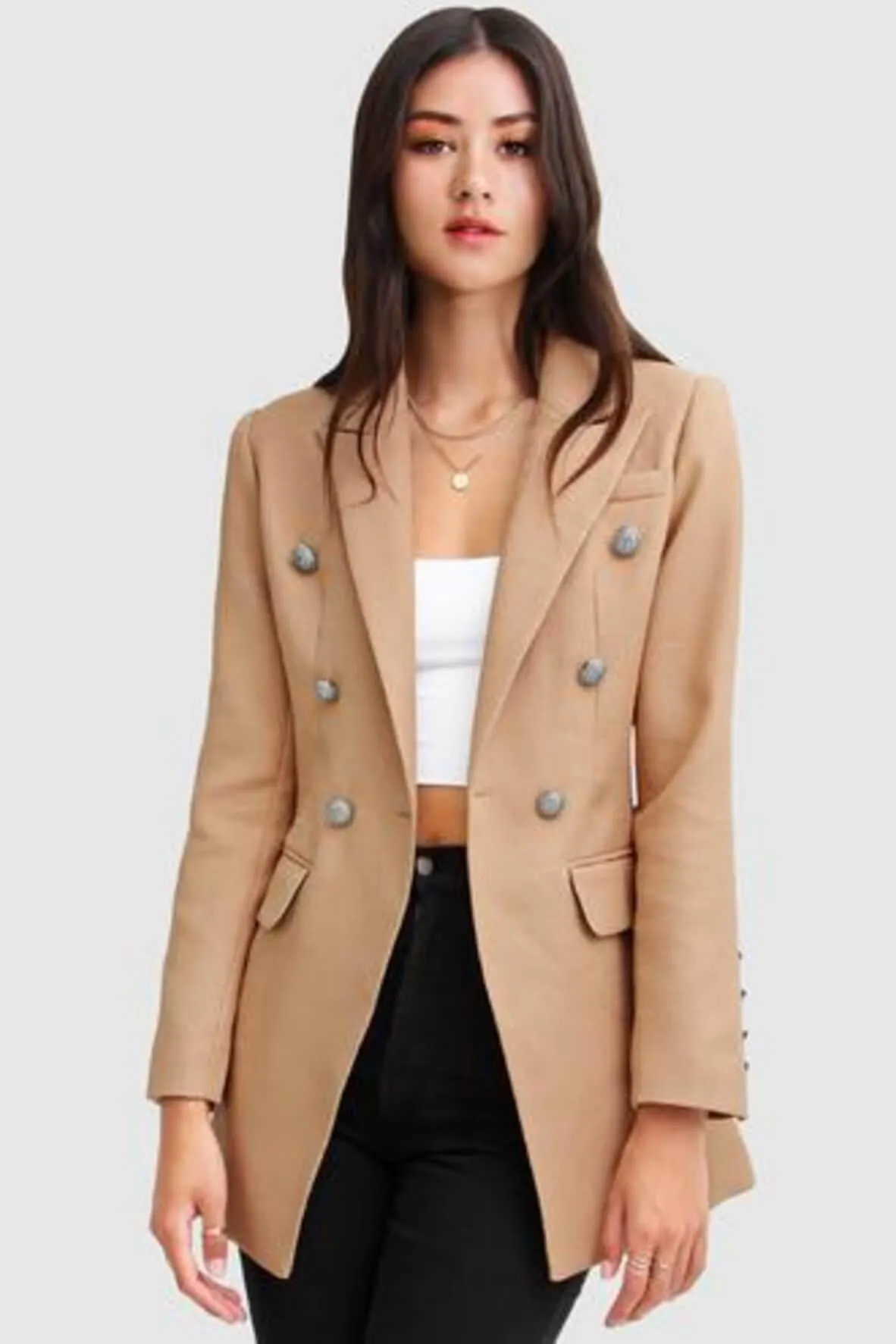 Princess Polly Camel Textured Blazer.