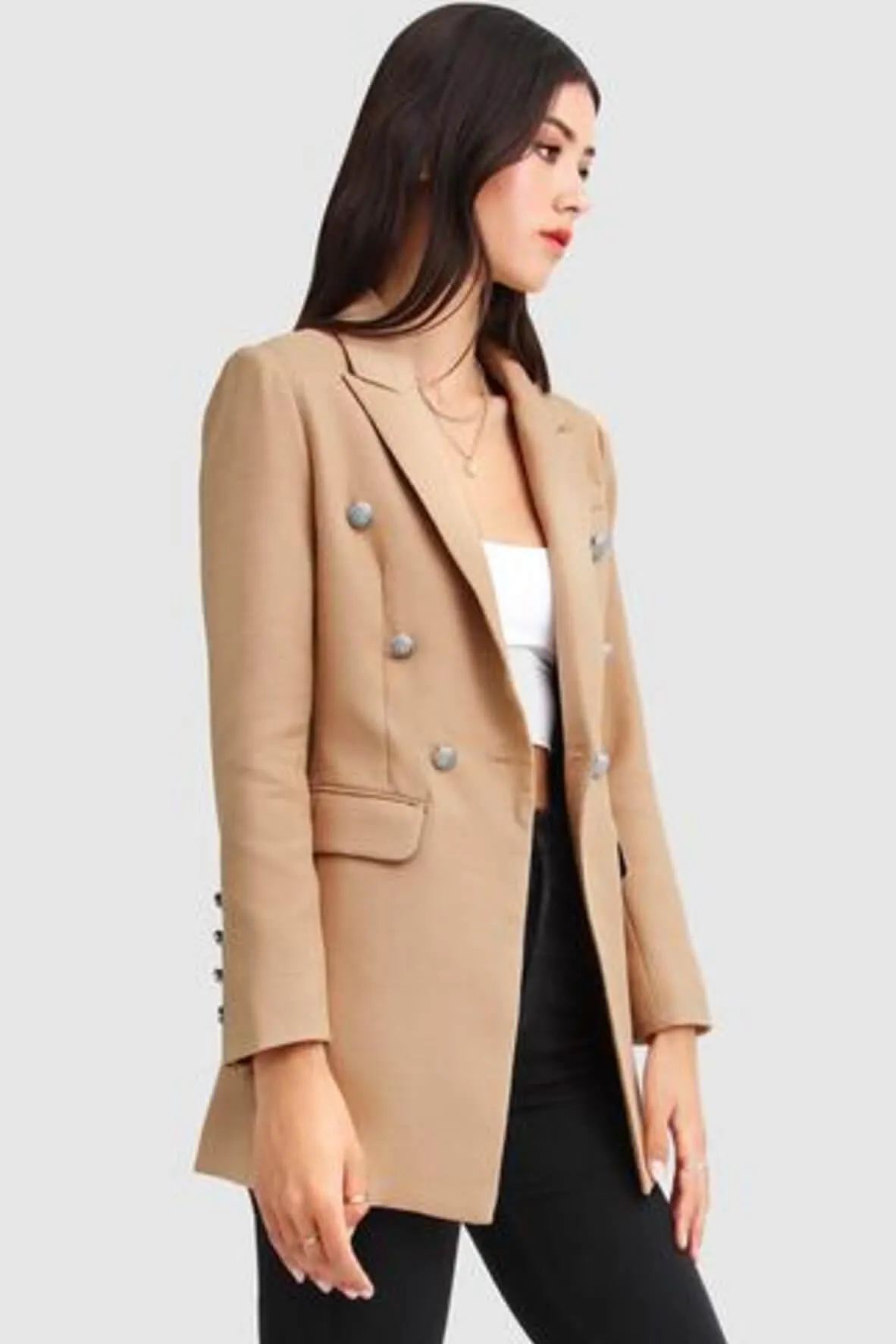 Princess Polly Camel Textured Blazer.