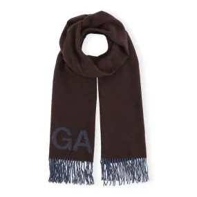 Recycled Wool Fringed Scarf in Shaved Chocolate