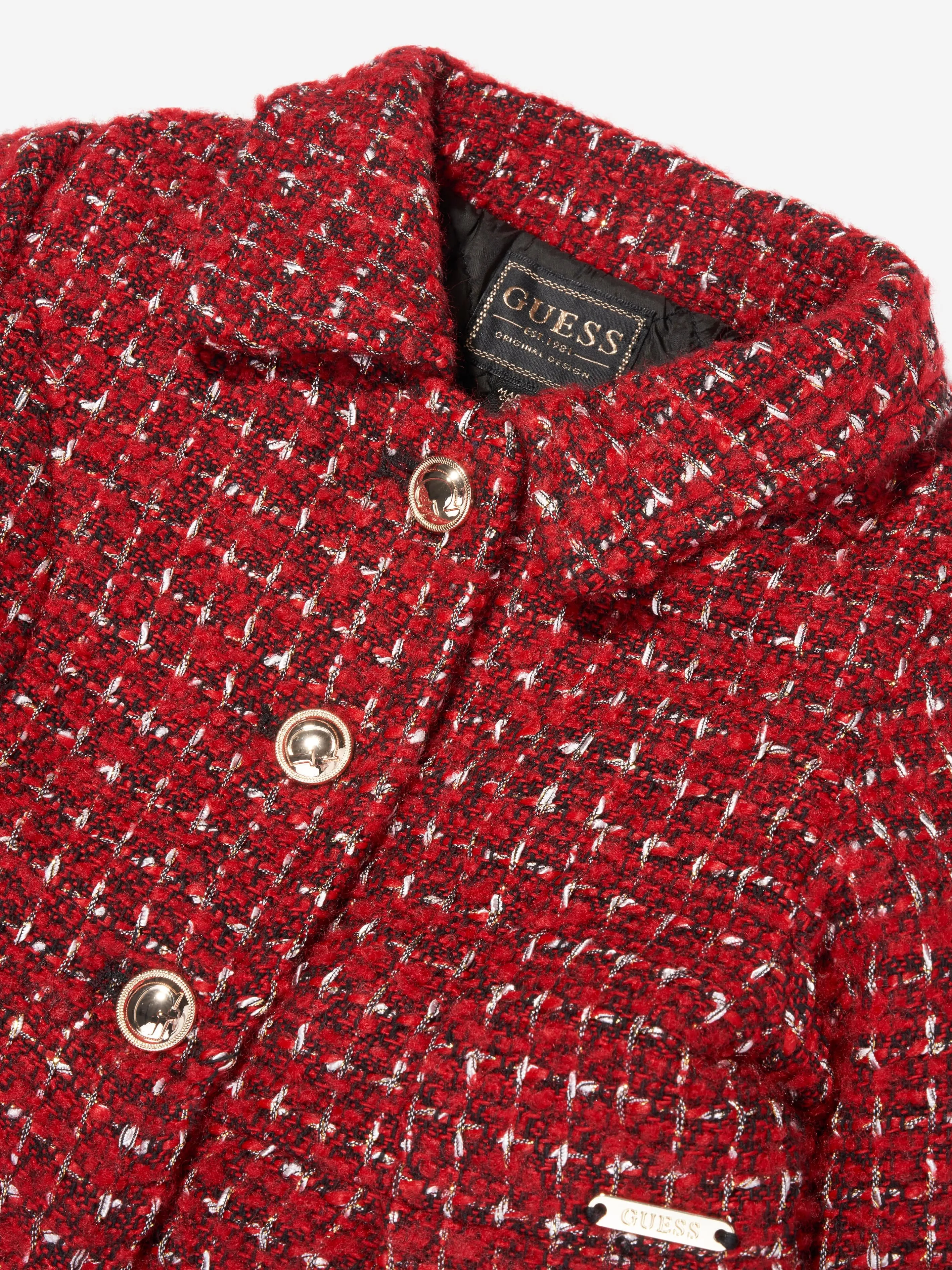 Red Guess Girls Boucle Coat