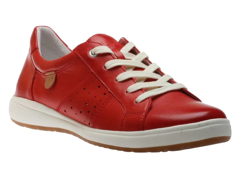 Red leather lace-up sneaker - Caren 01