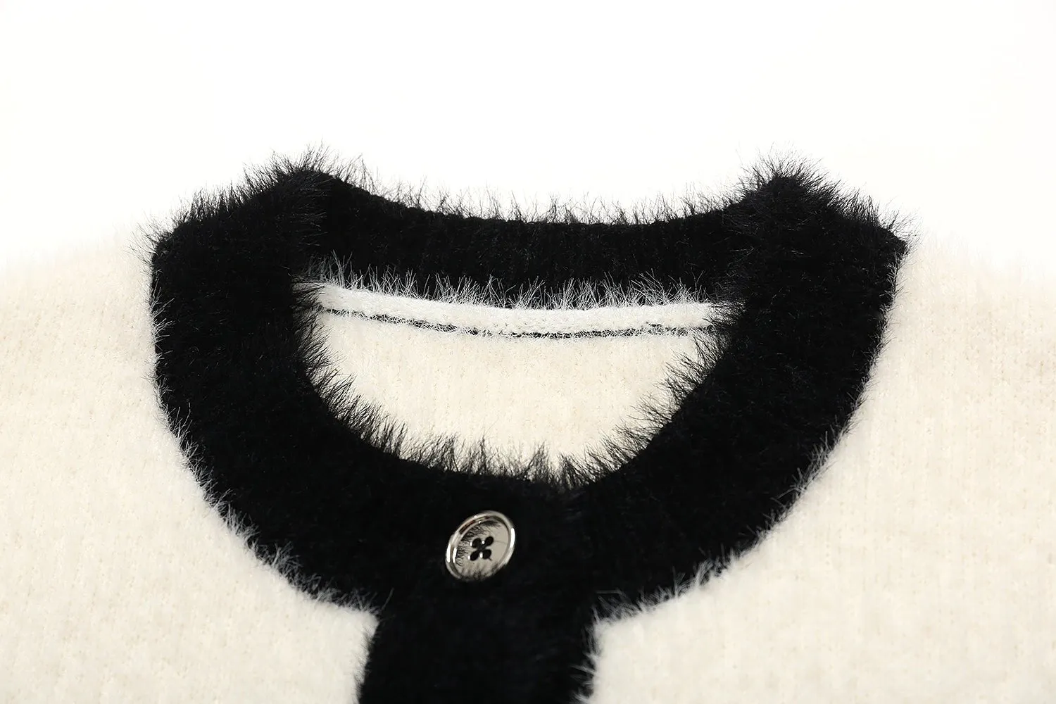 Retro Coat in Black and White Fake Fur