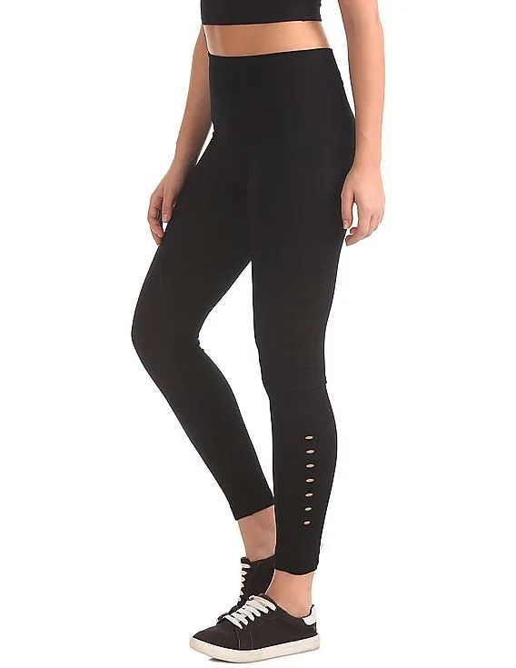 Ribbed Waist Active Leggings