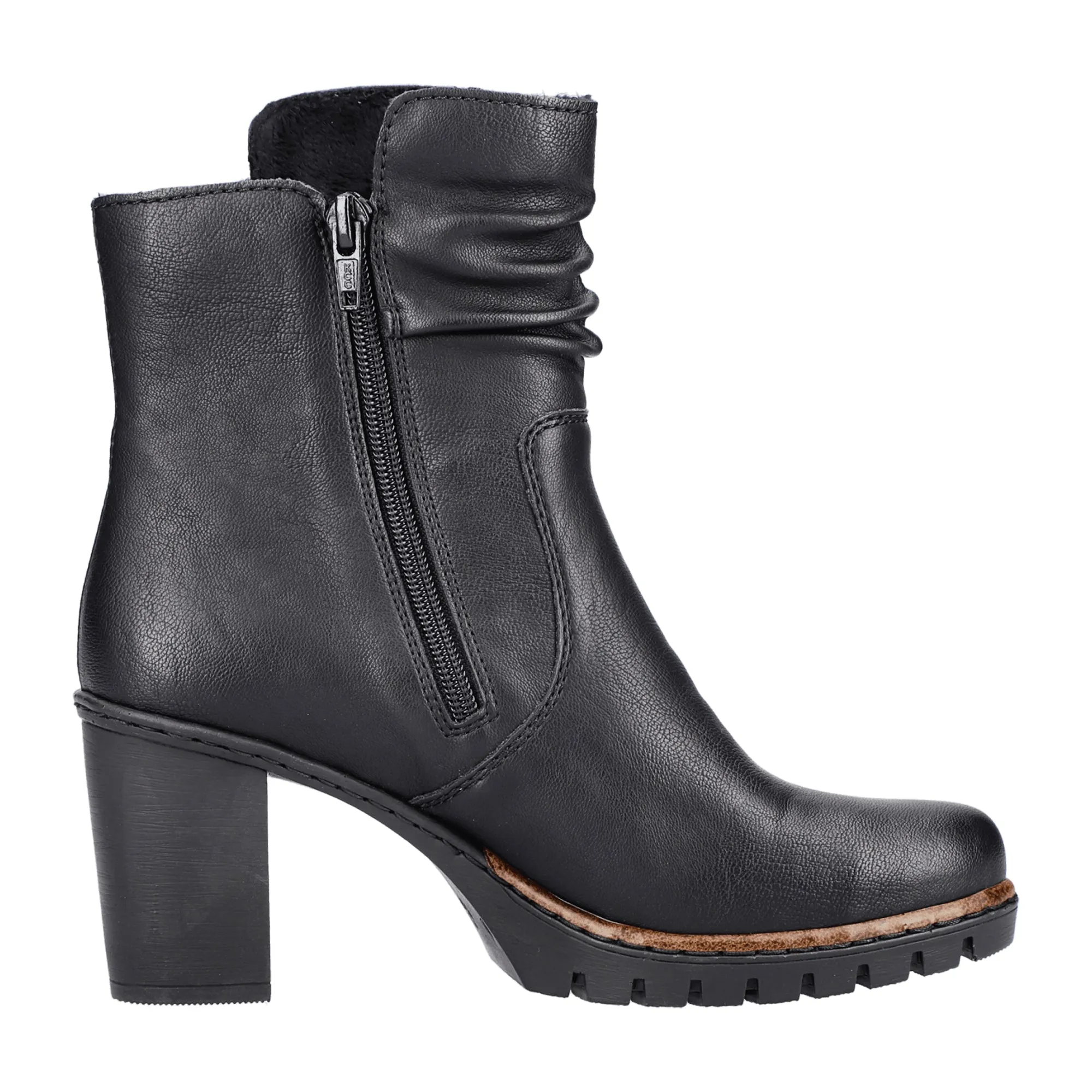 Rieker Morelia Black Women's Zippered Ankle Boots with Stylish Bands