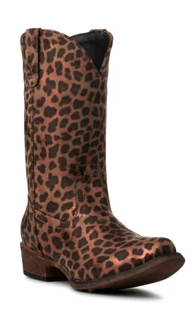 Roper Women's Metallic Leopard Print Snip Toe Cowgirl Boots