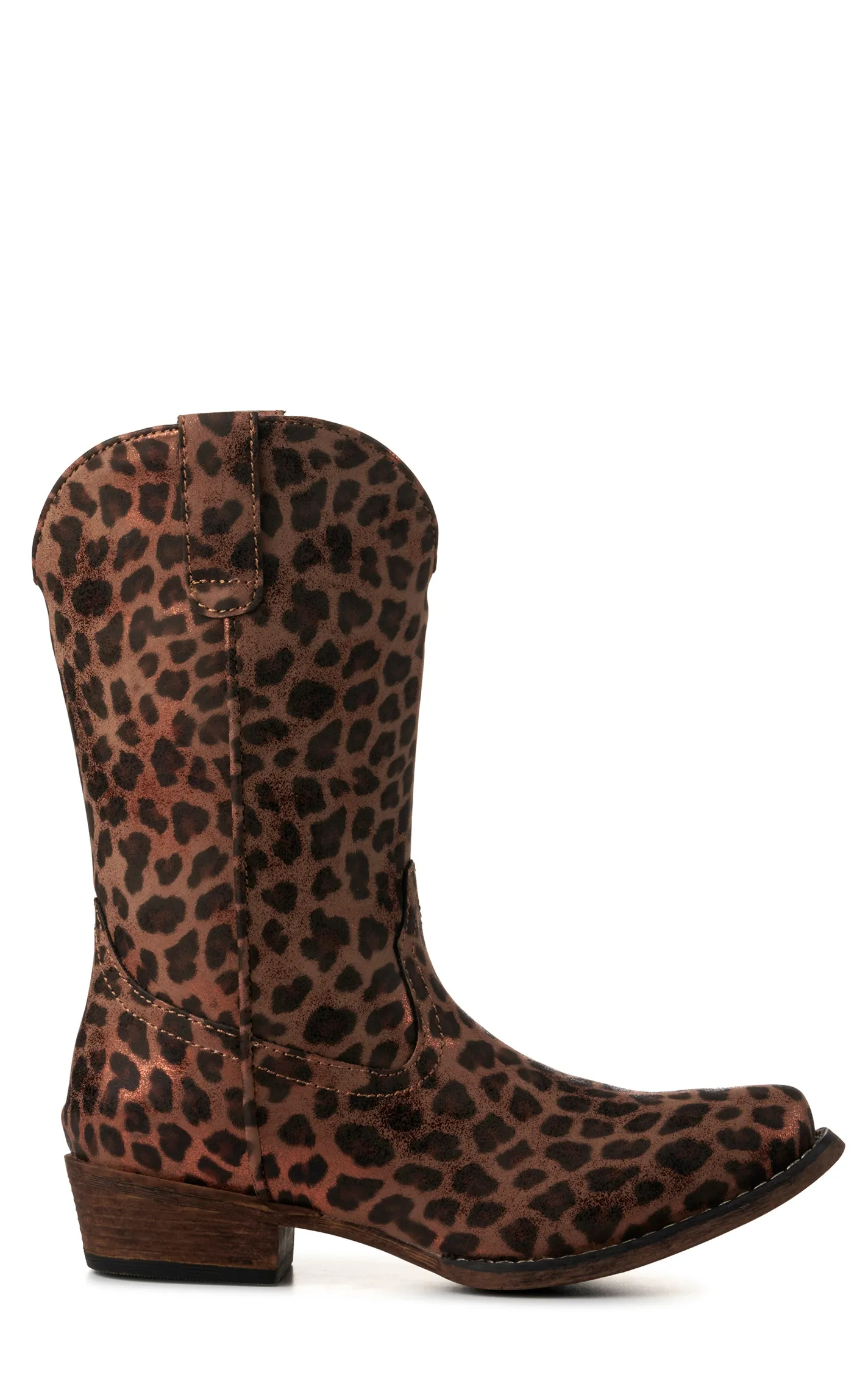 Roper Women's Metallic Leopard Print Snip Toe Cowgirl Boots