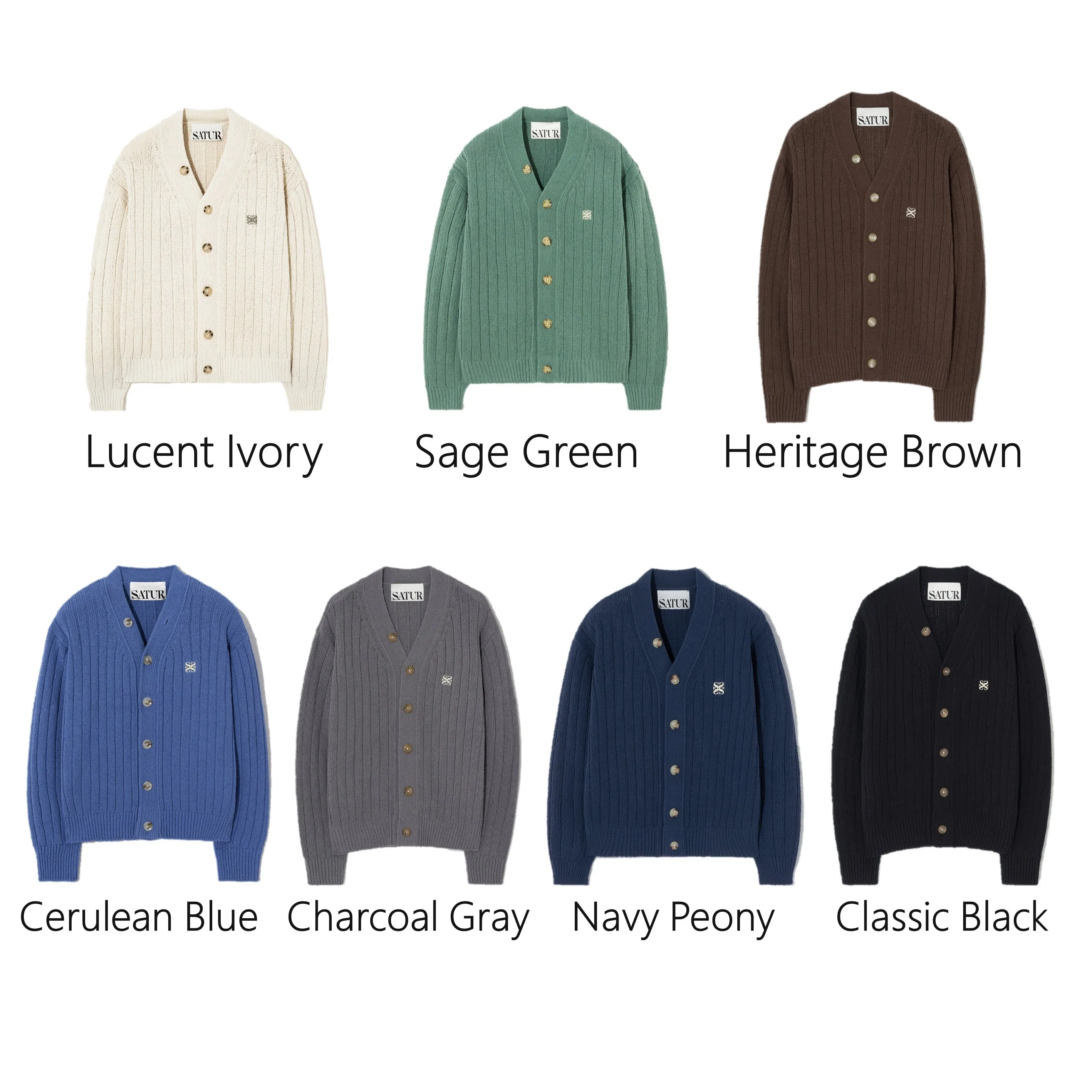 SATUR cotton logo cardigans with long sleeves for street style