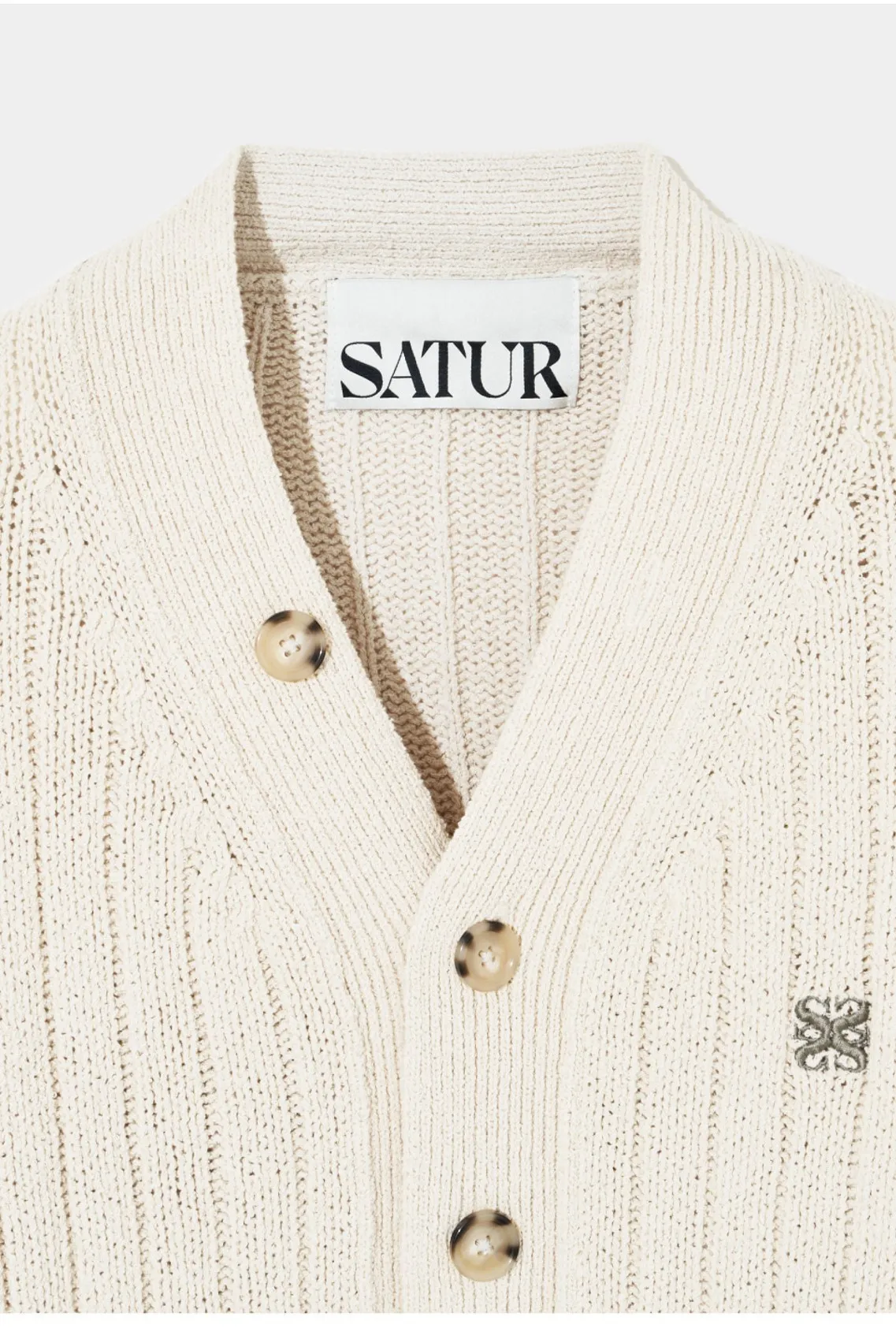 SATUR cotton logo cardigans with long sleeves for street style