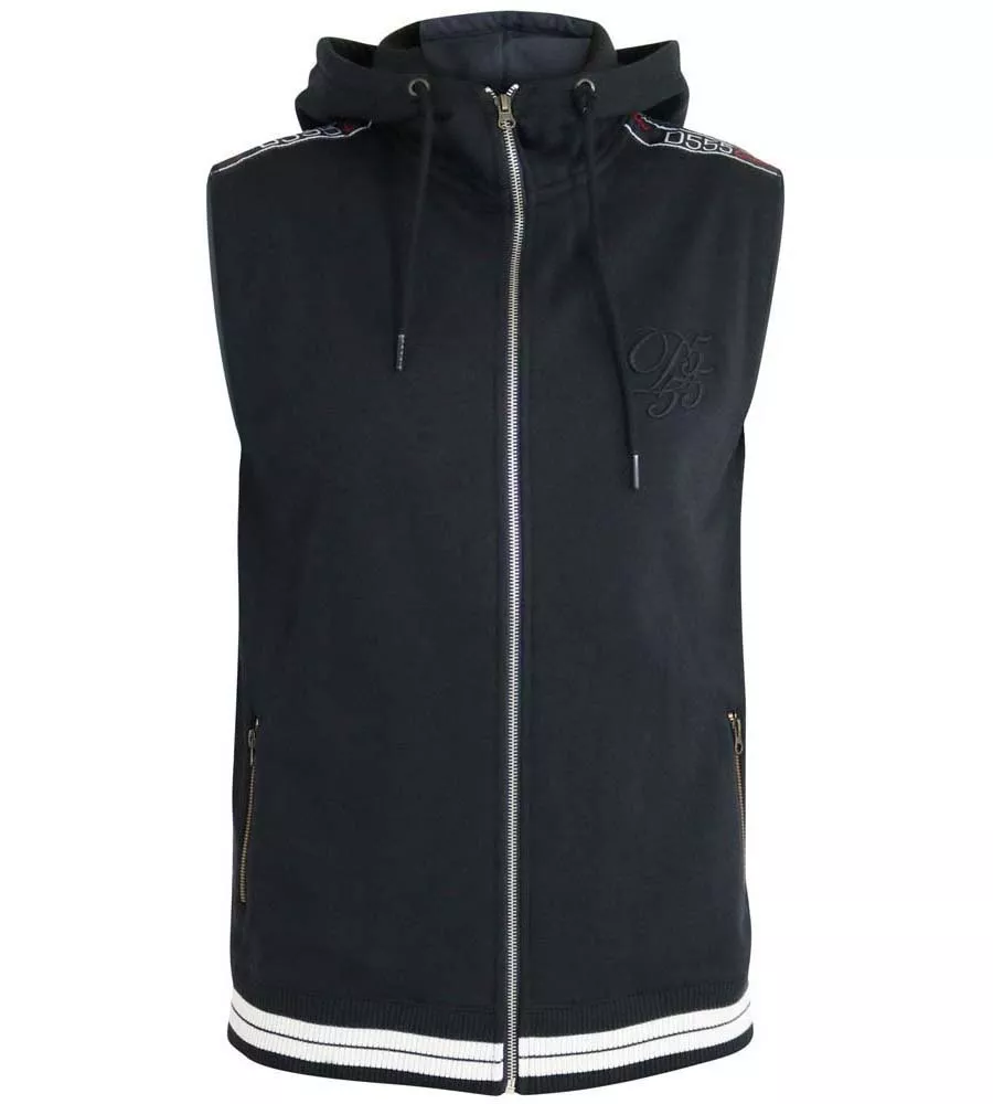 Sleeveless Hooded Couture Hoody for Big Men by D555 with Taping Detail and (CHEMUNG 1)