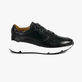 SNEAKERS ANDREA NOBILE IN PELLE NERA CON PARA ALTA