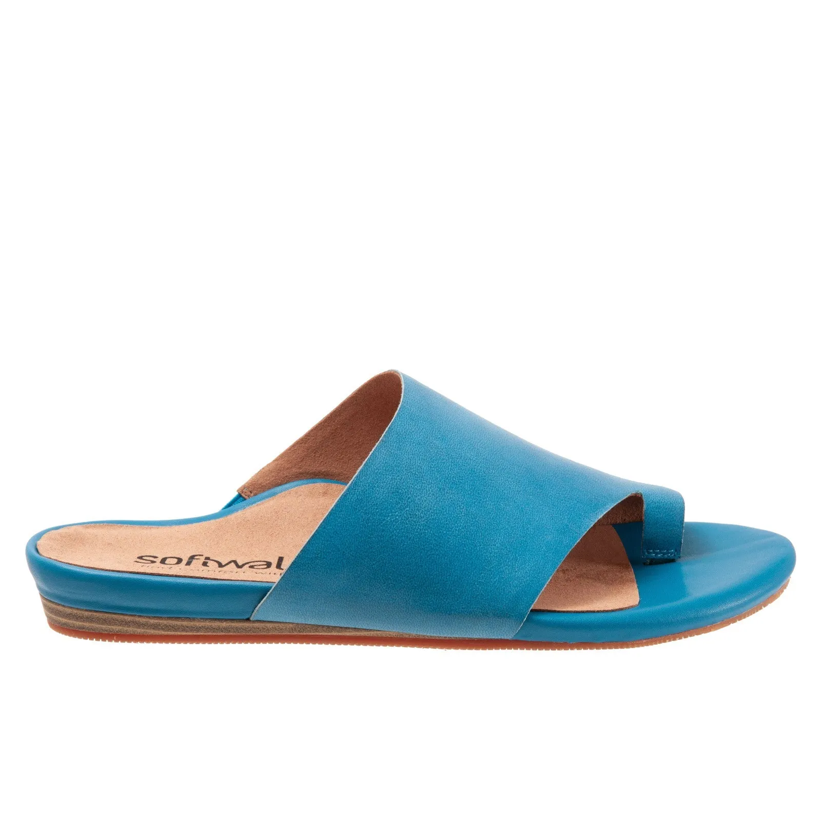 Softwalk Corsica Blue Narrow Leather Slides Sandals Shoes