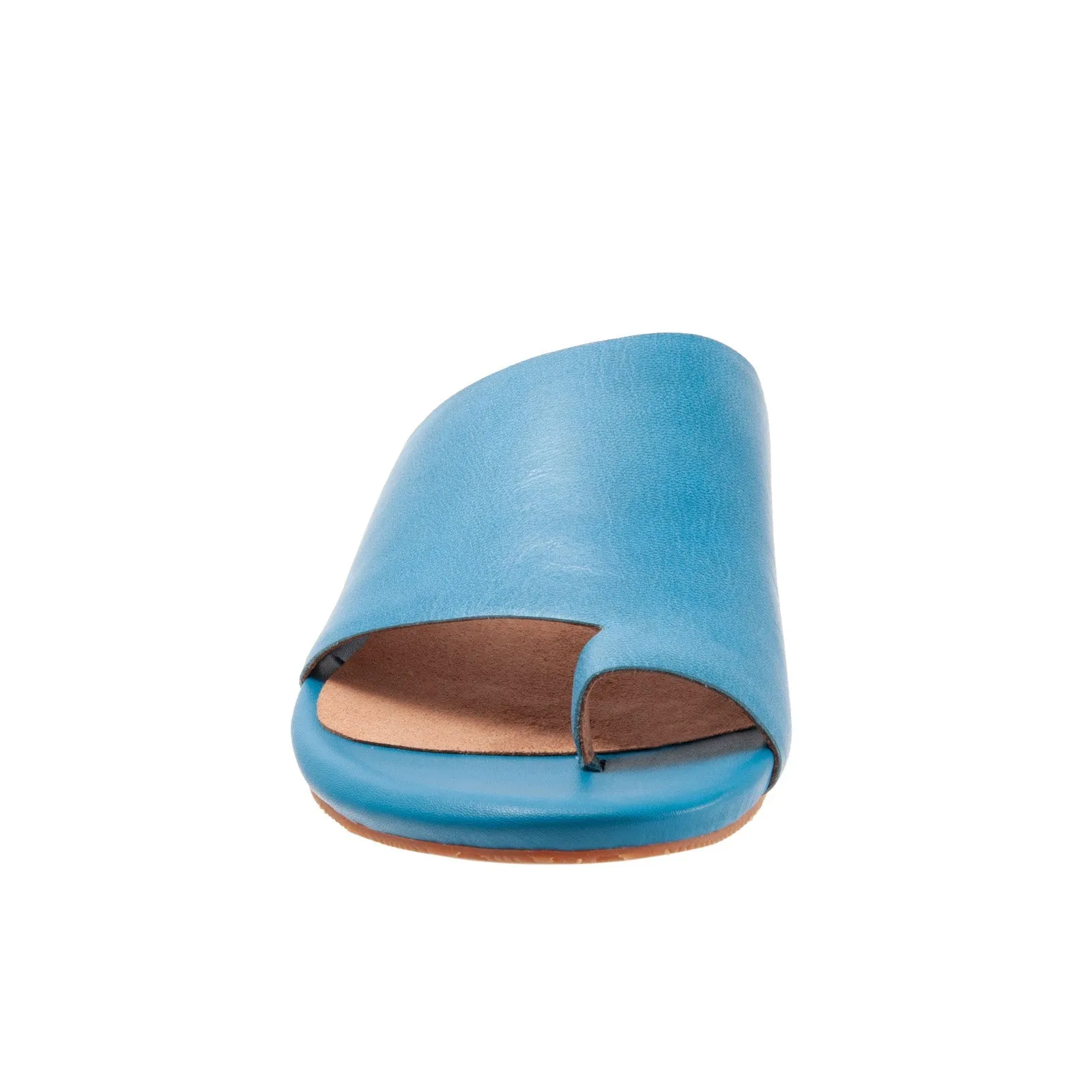 Softwalk Corsica Blue Narrow Leather Slides Sandals Shoes