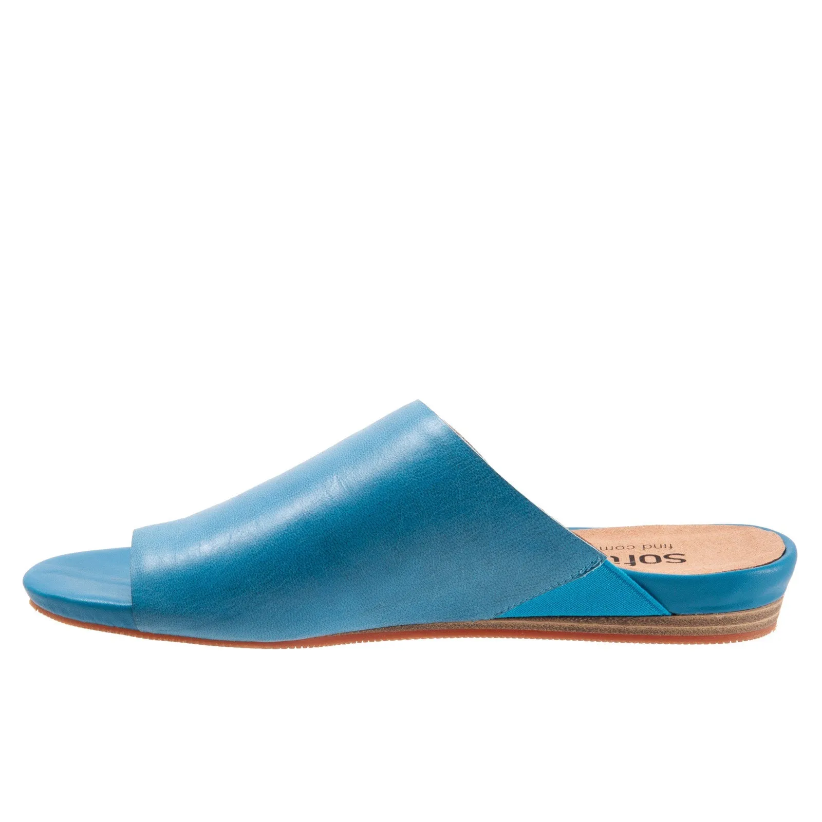 Softwalk Corsica Blue Narrow Leather Slides Sandals Shoes