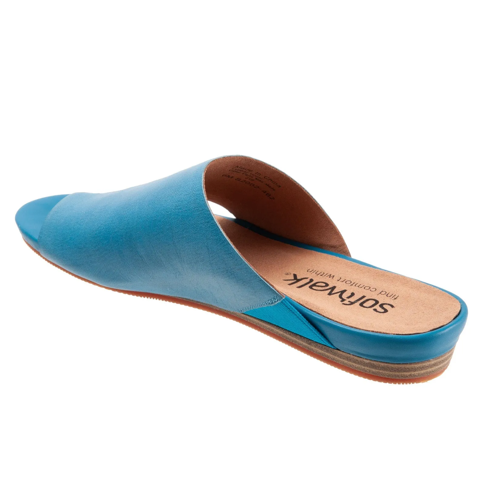 Softwalk Corsica Blue Narrow Leather Slides Sandals Shoes