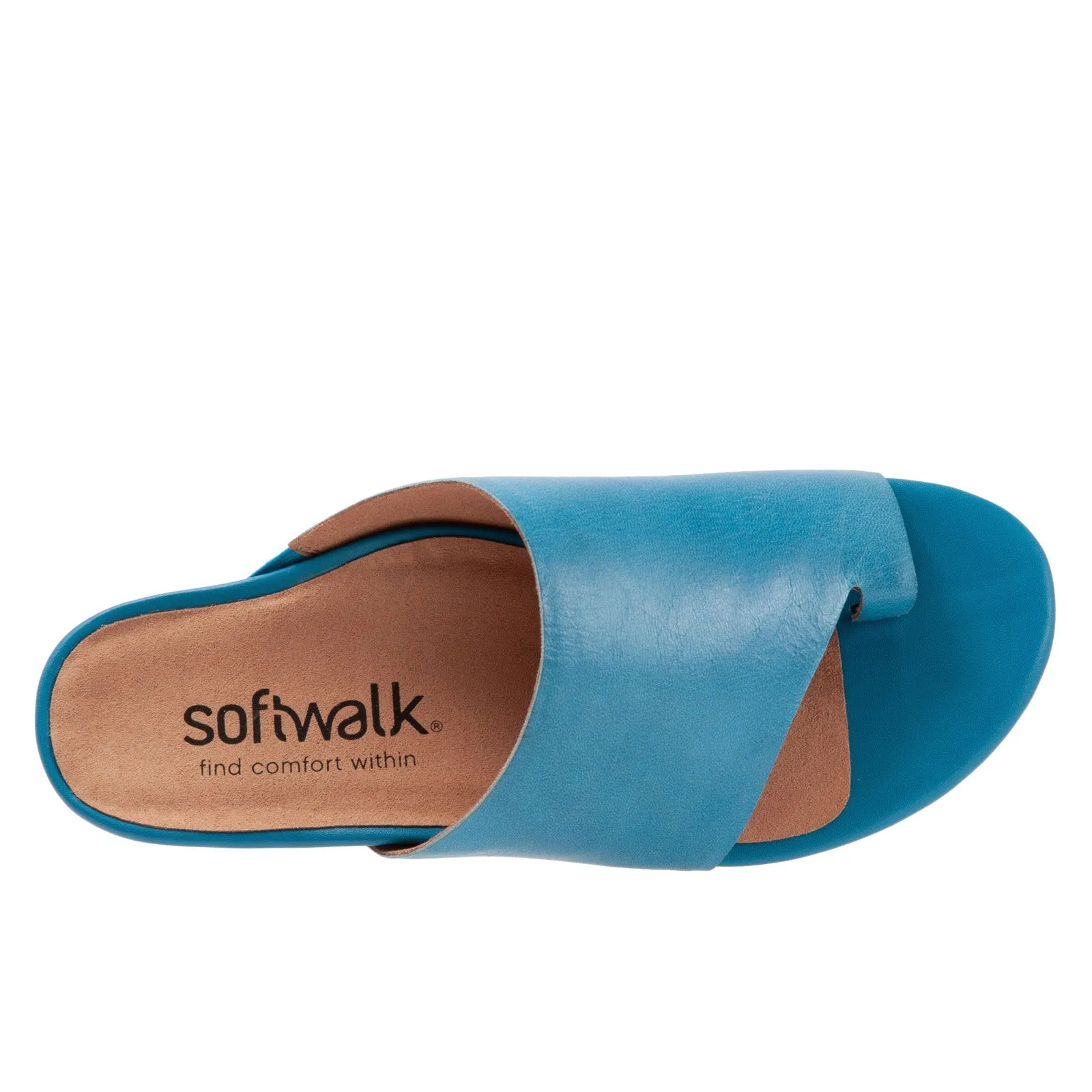 Softwalk Corsica Blue Narrow Leather Slides Sandals Shoes